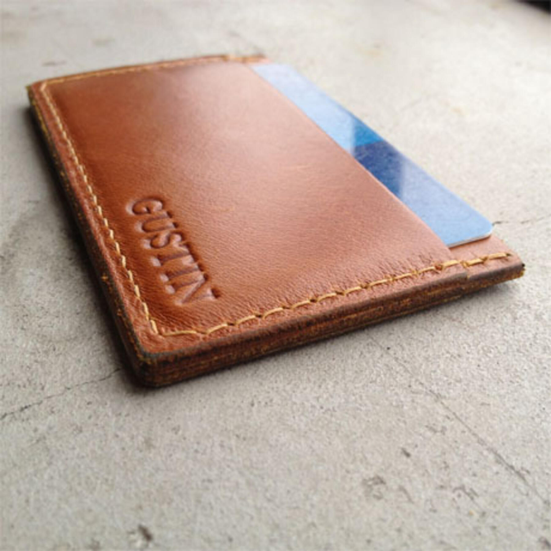 gustin simple wallet - saddle brown