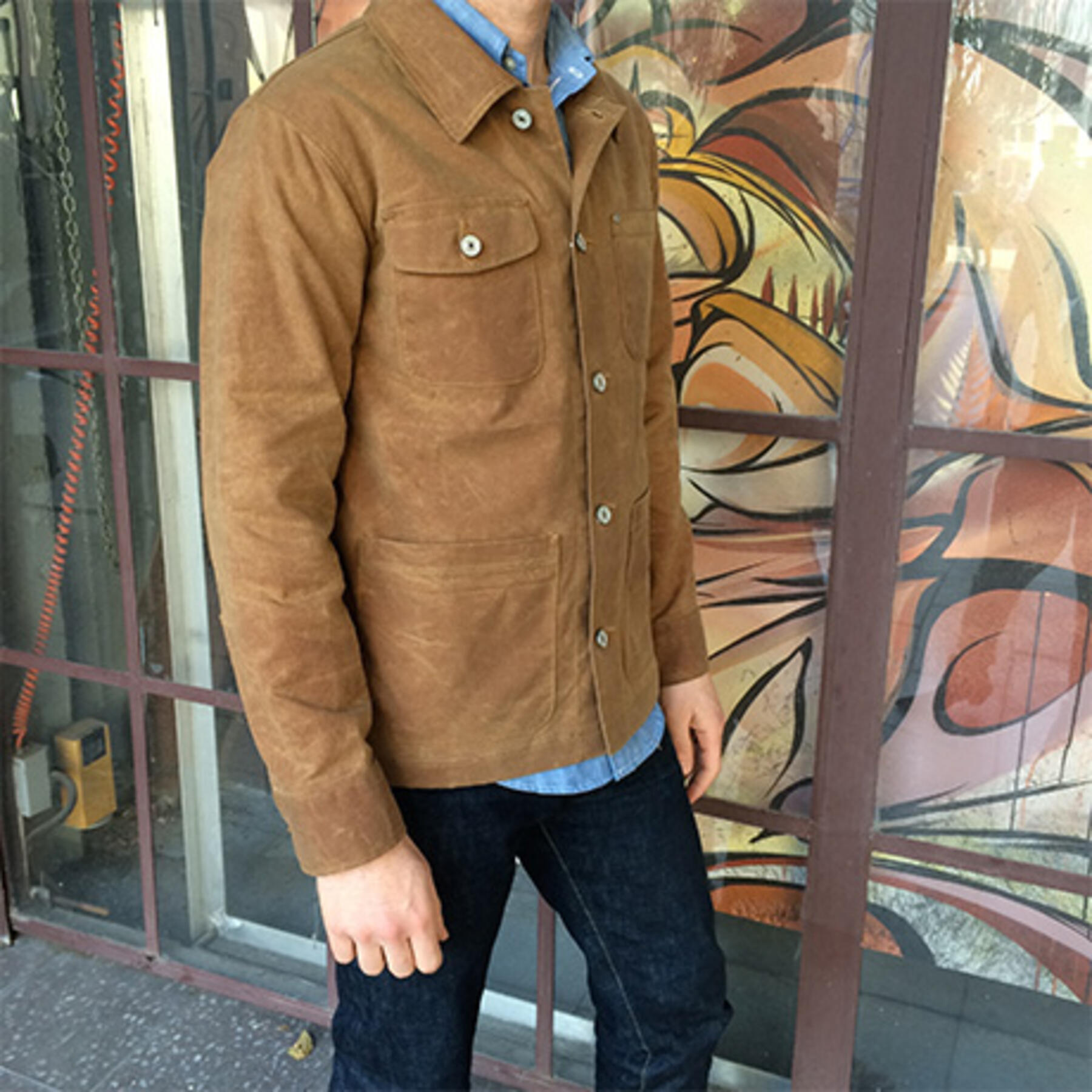 gustin chore coat - waxed brown
