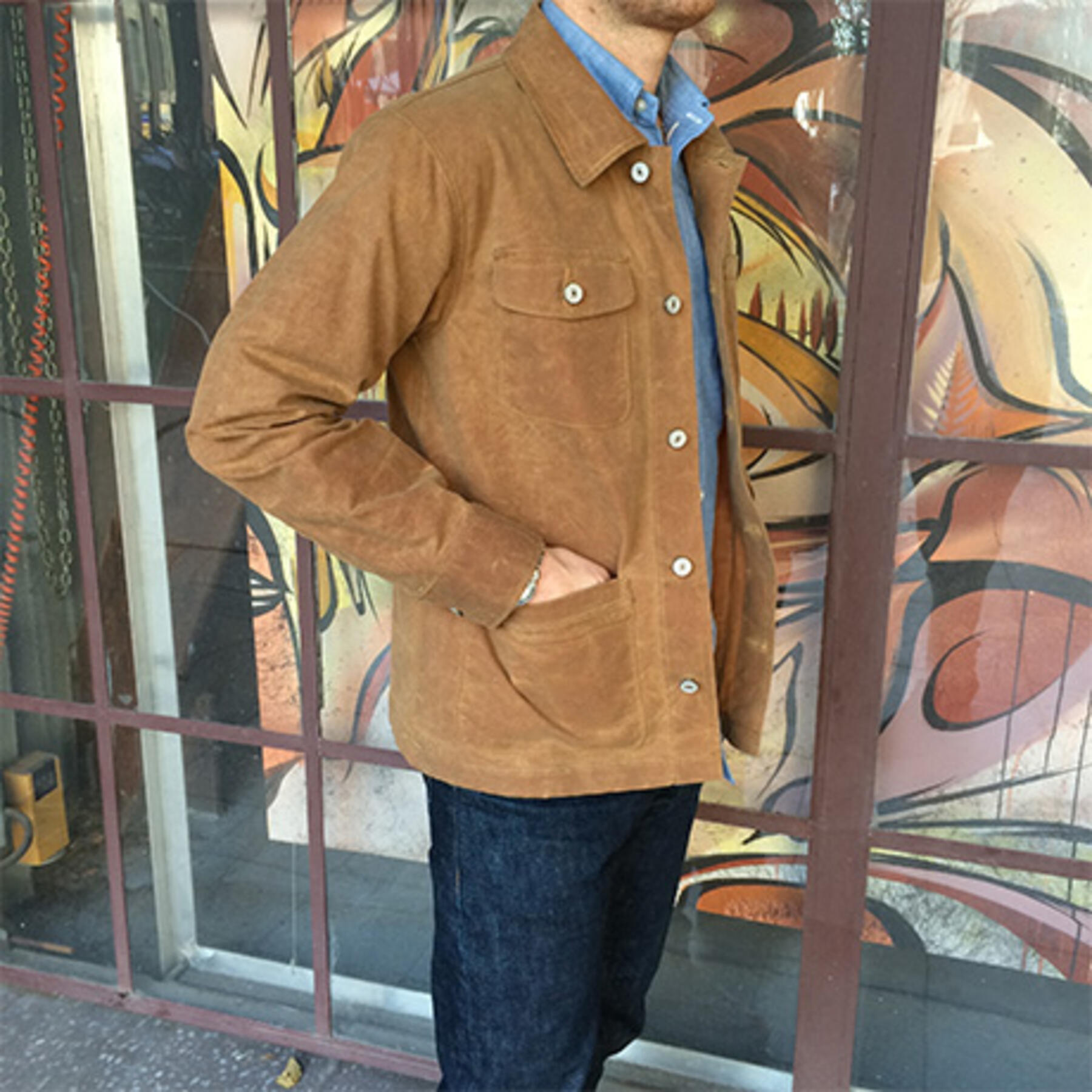 gustin chore coat - waxed brown