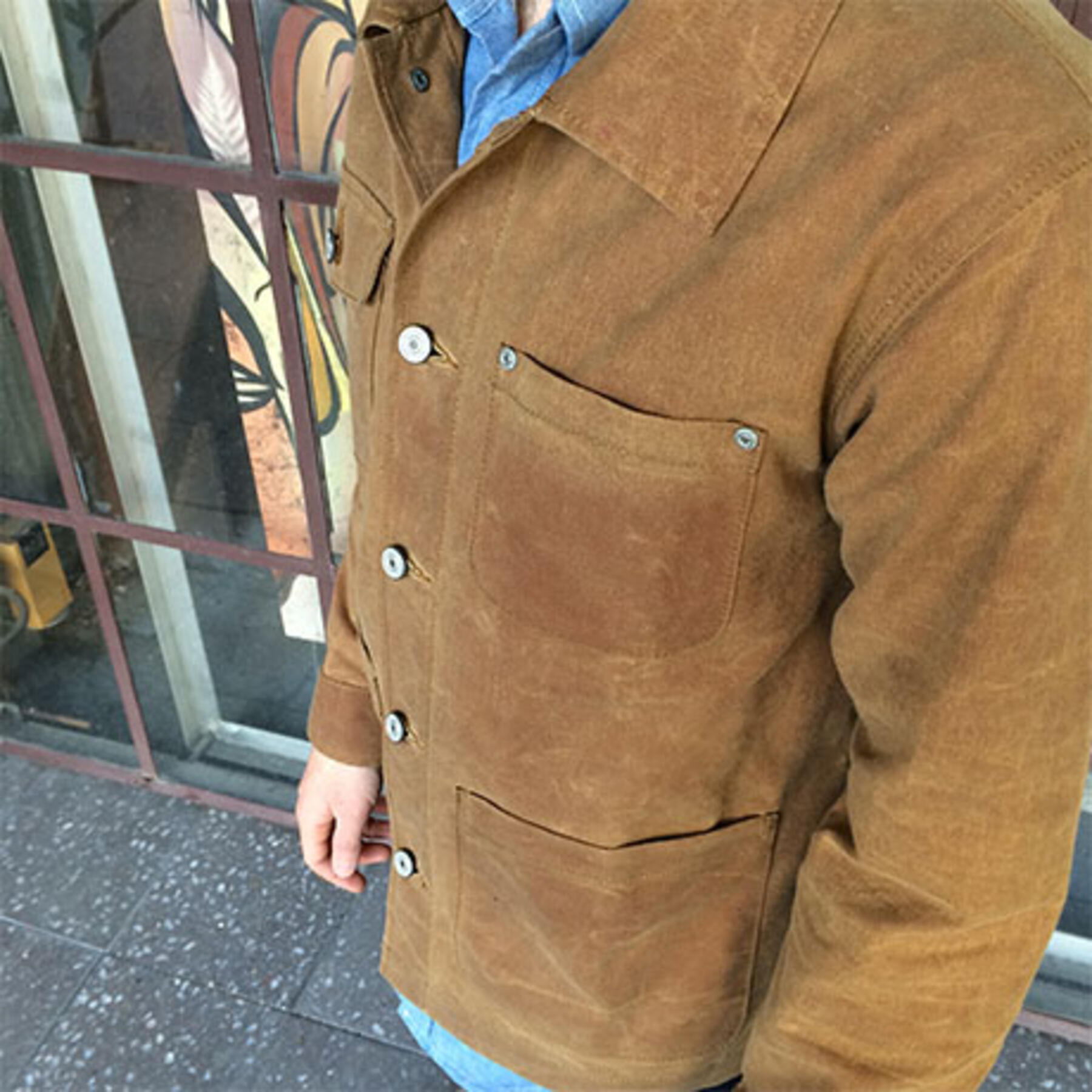 gustin chore coat - waxed brown