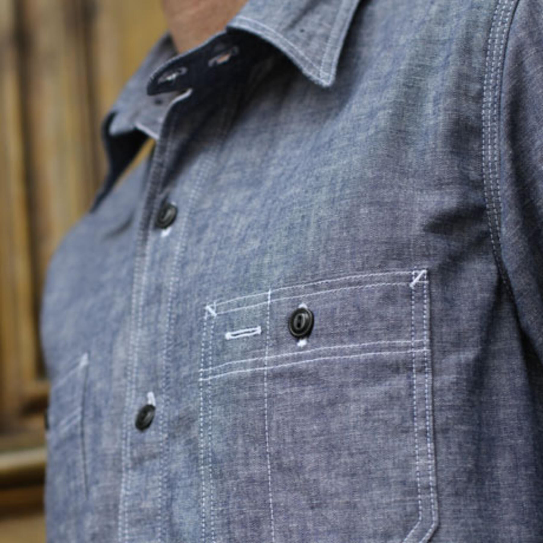 gustin #1 indigo chambray workshirt