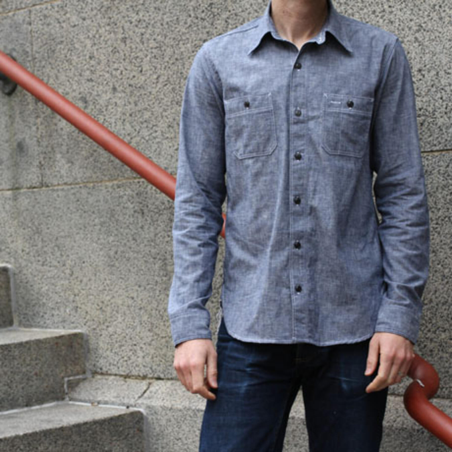 gustin #1 indigo chambray workshirt