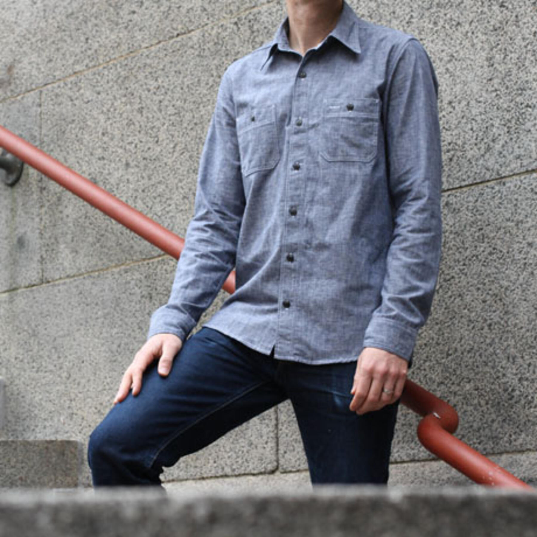 gustin #1 indigo chambray workshirt