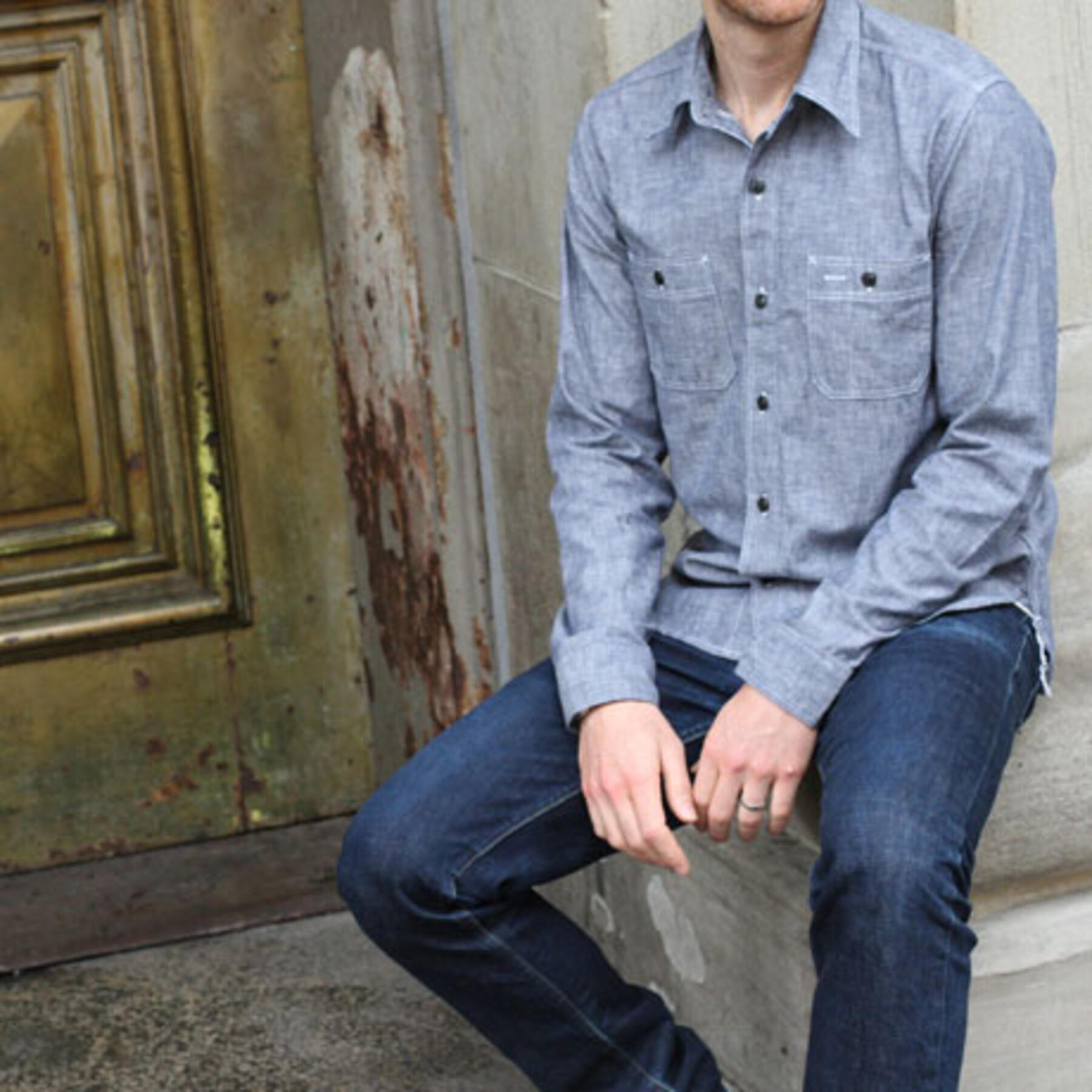 gustin #1 indigo chambray workshirt