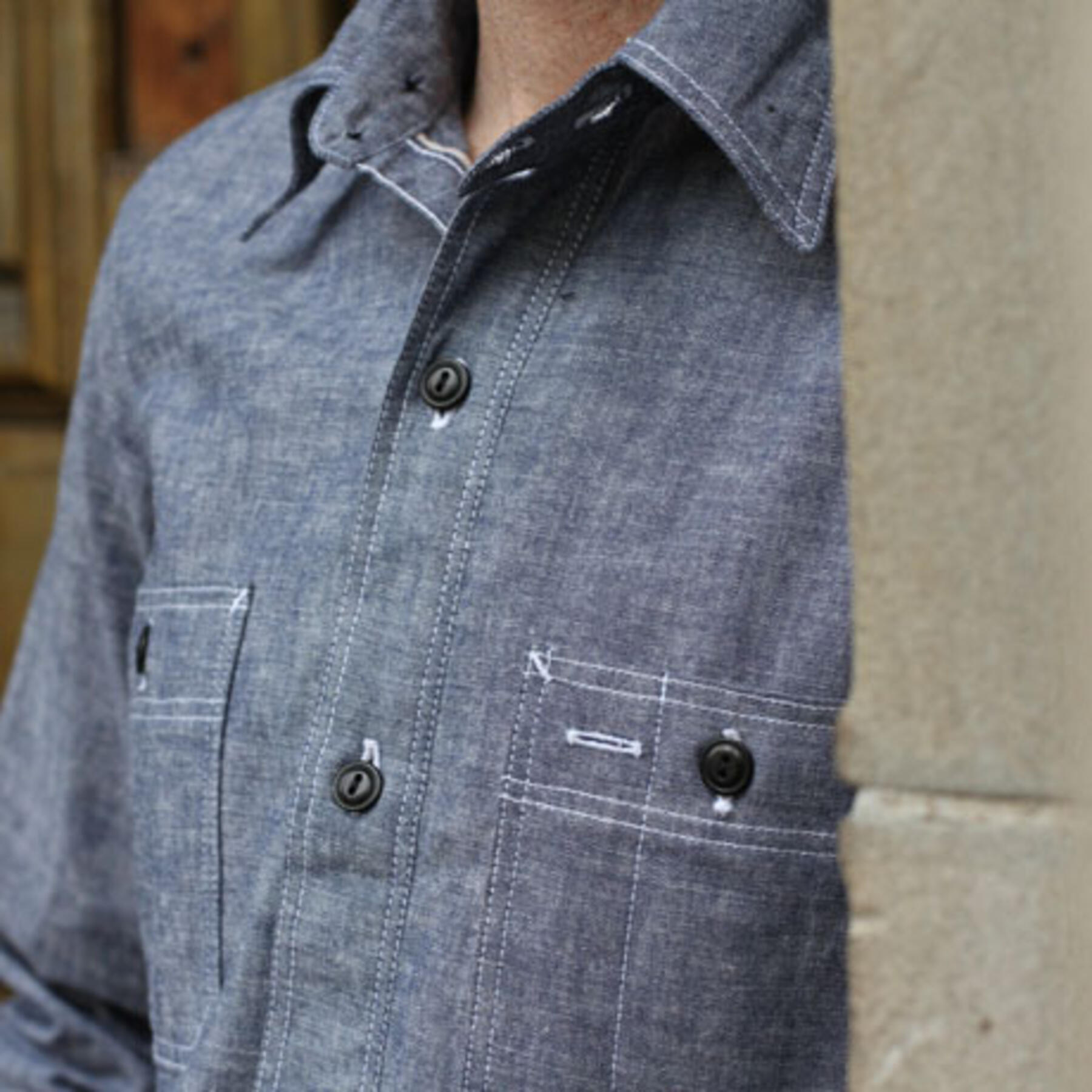 gustin #1 indigo chambray workshirt