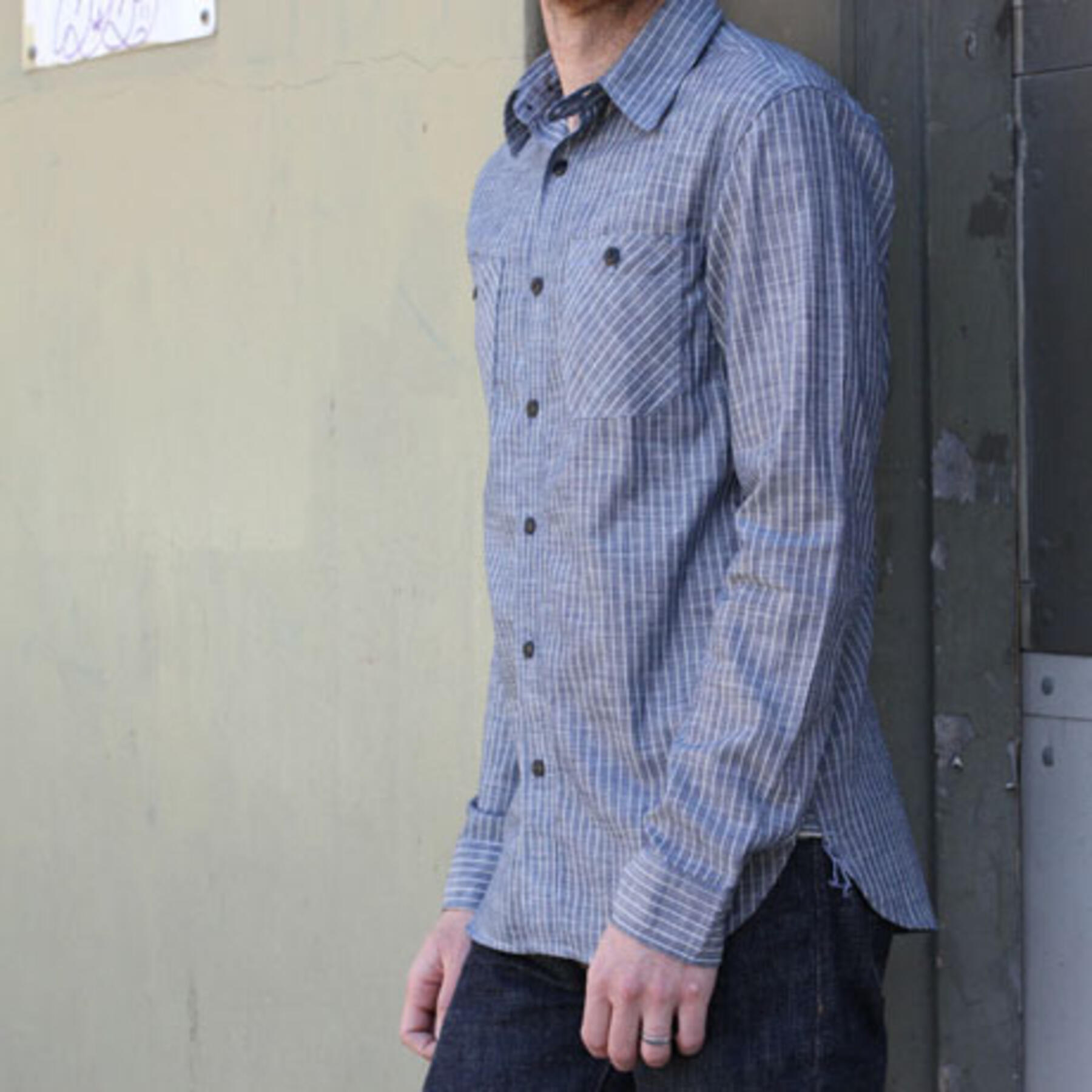 gustin #4 indigo stripe workshirt
