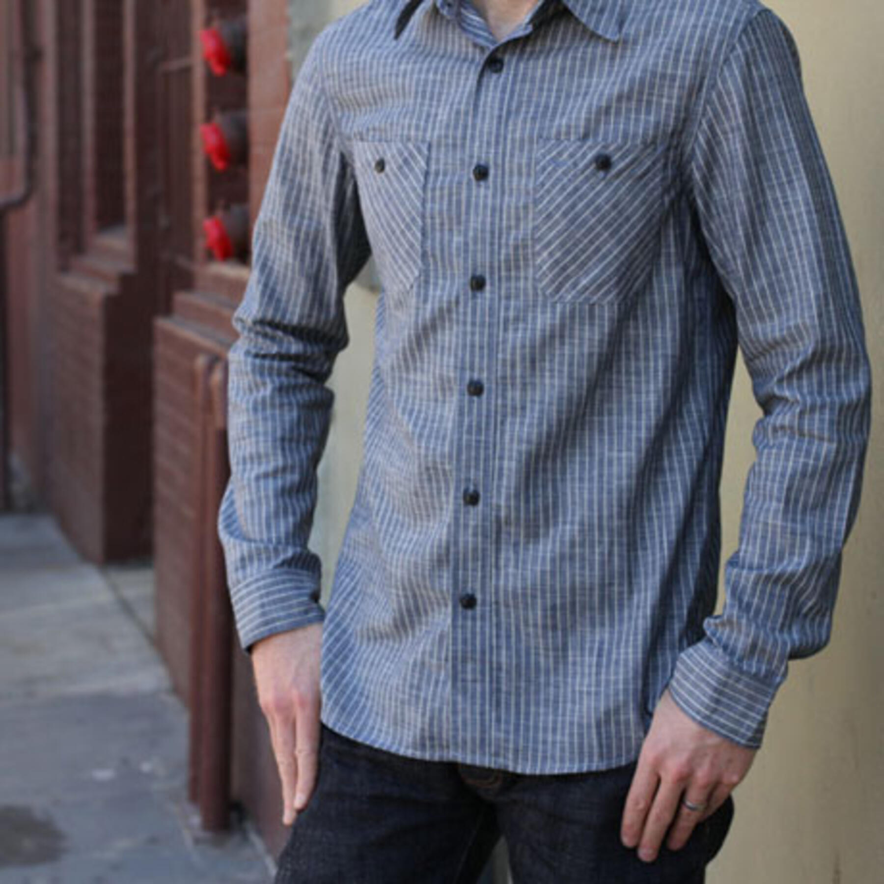 gustin #4 indigo stripe workshirt