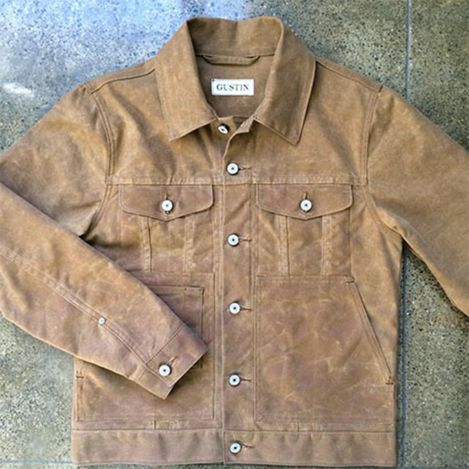 Original Trucker Jacket Waxed Brown Gustin Trucker Jackets
