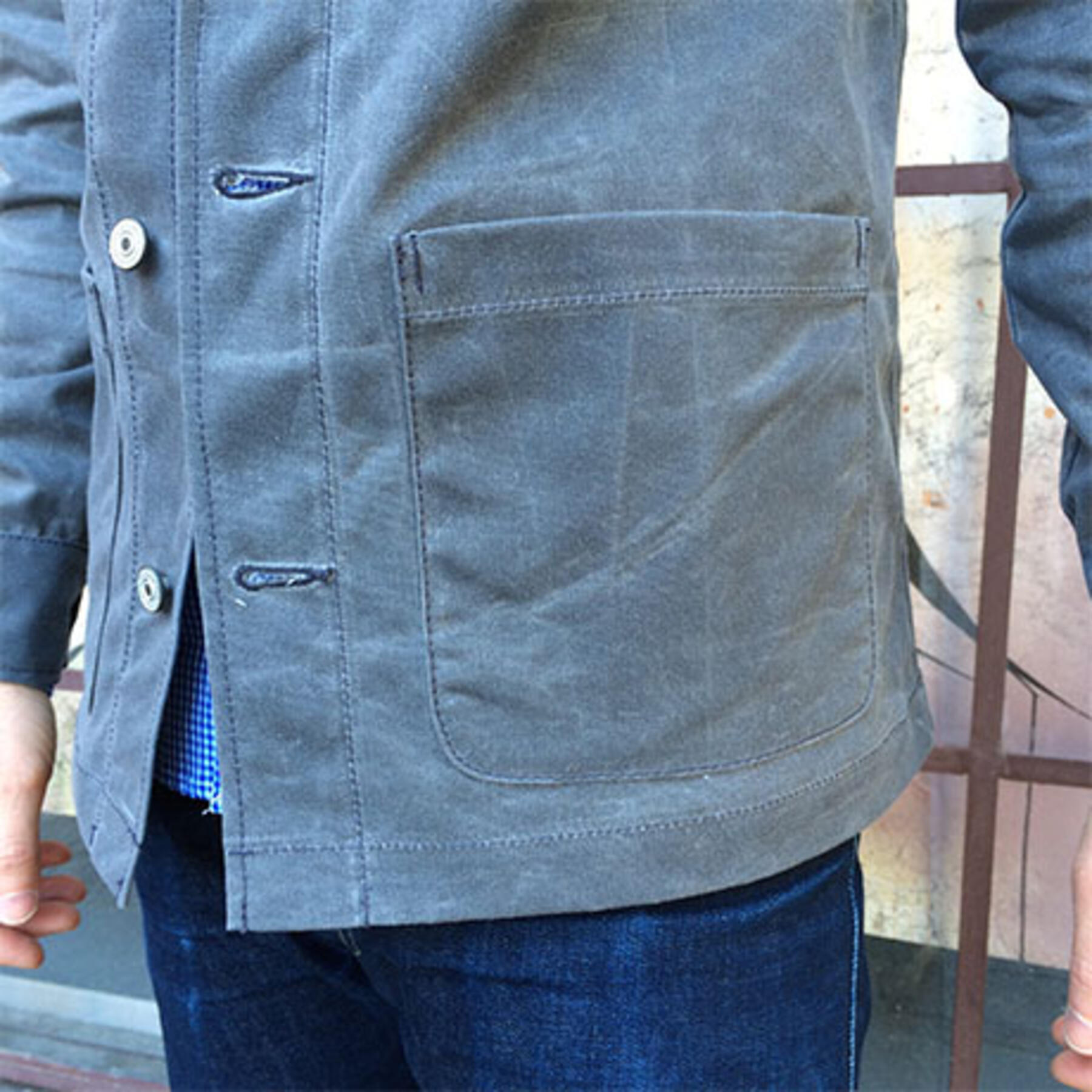 gustin chore coat - waxed charcoal