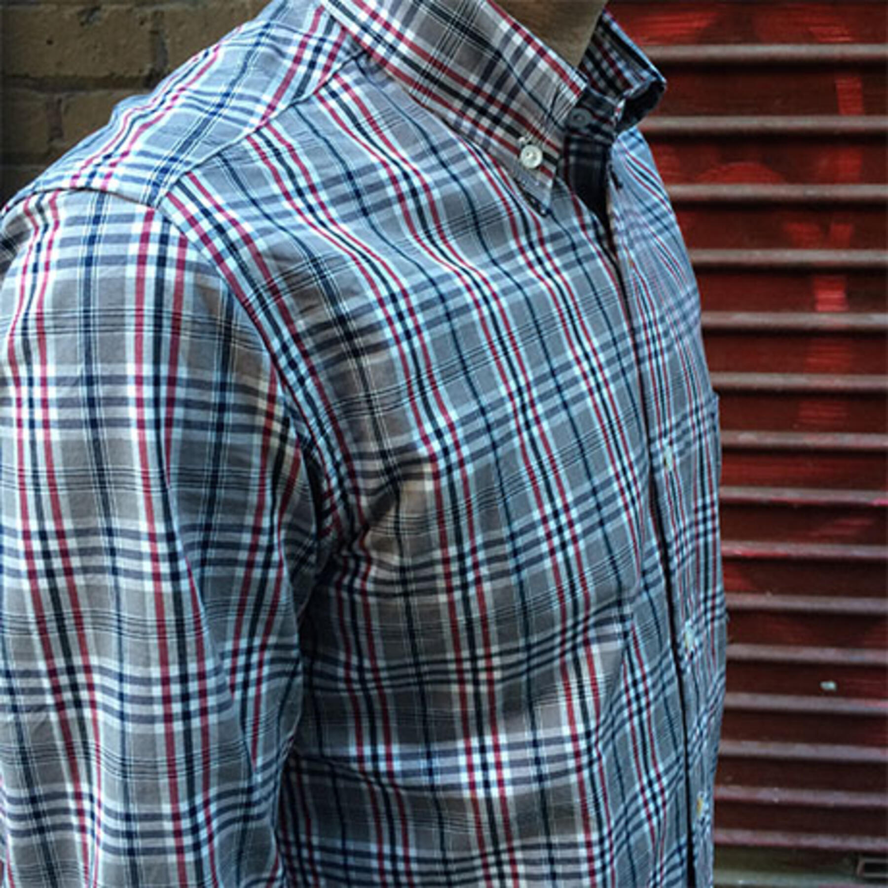 gustin #43 slate crimson plaid