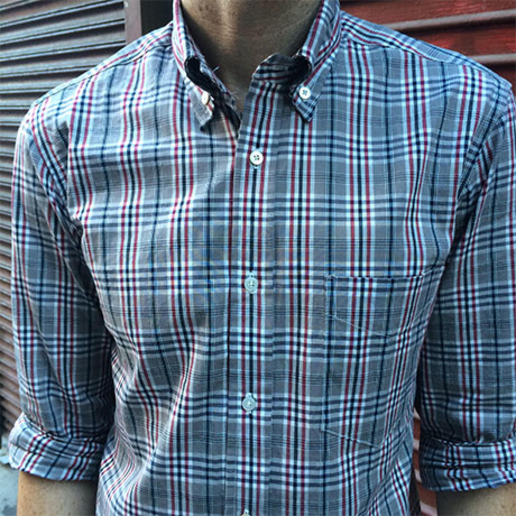 gustin #43 slate crimson plaid