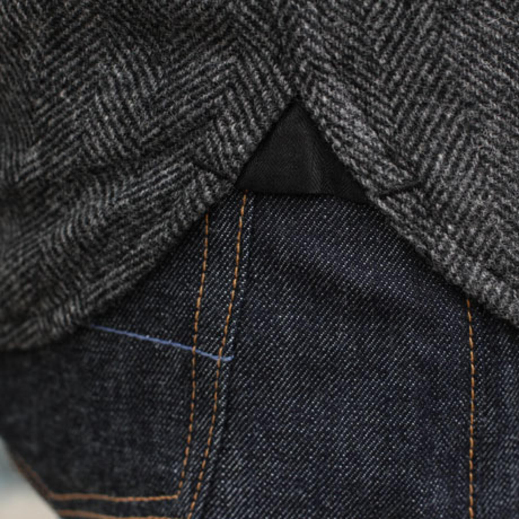 gustin #1 charcoalxblack wool herringbone cpo
