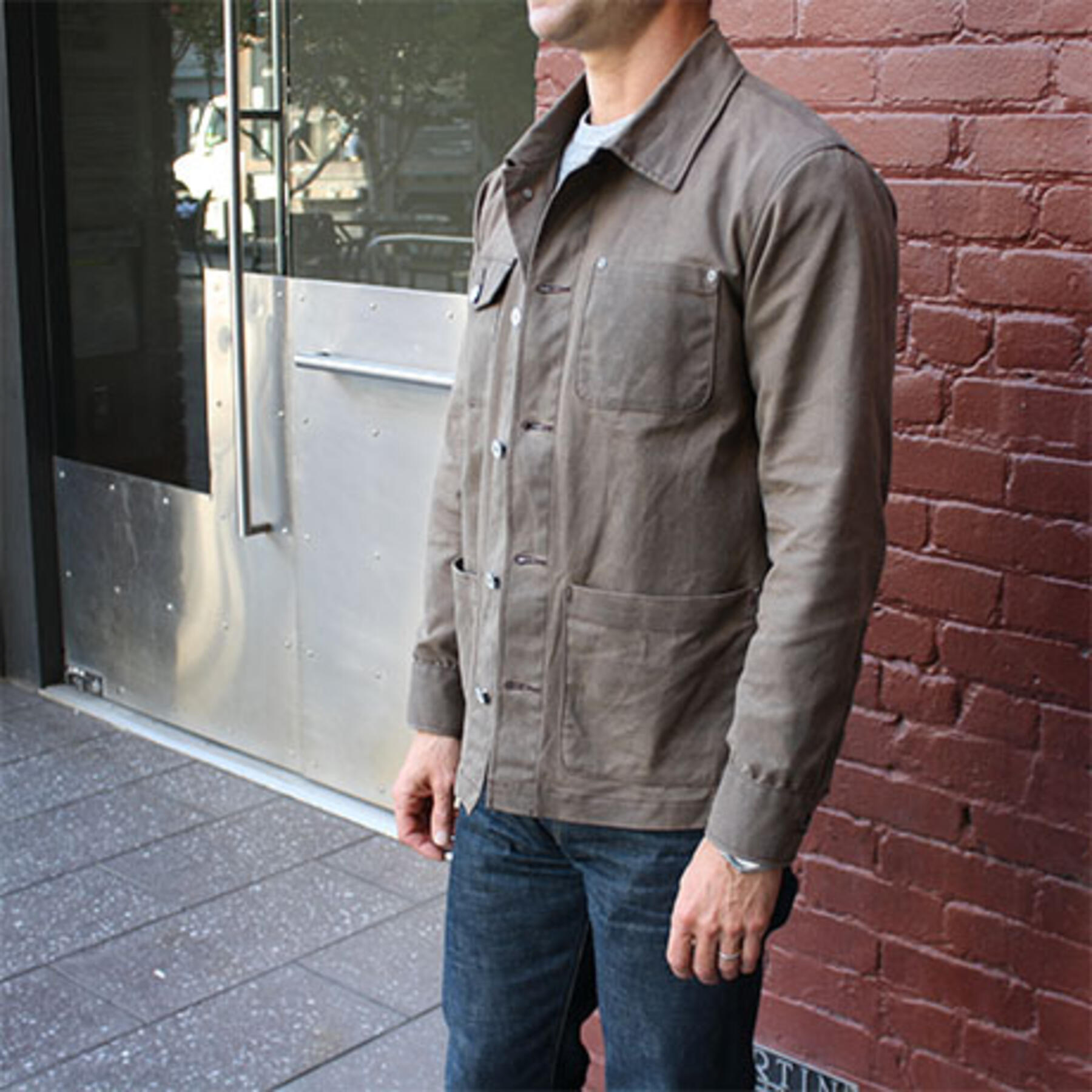 gustin chore coat - waxed dark oak