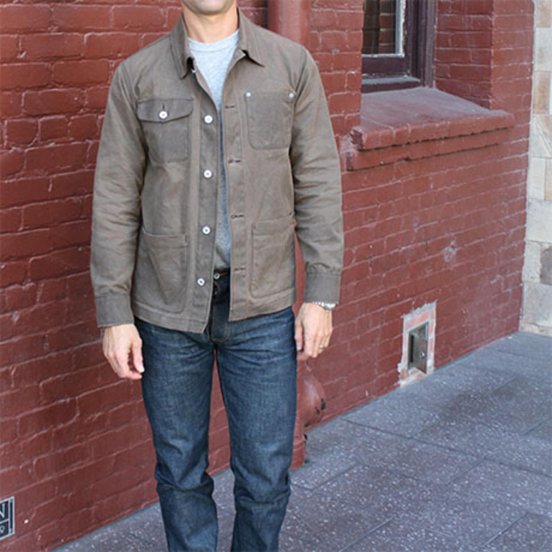 gustin chore coat - waxed dark oak