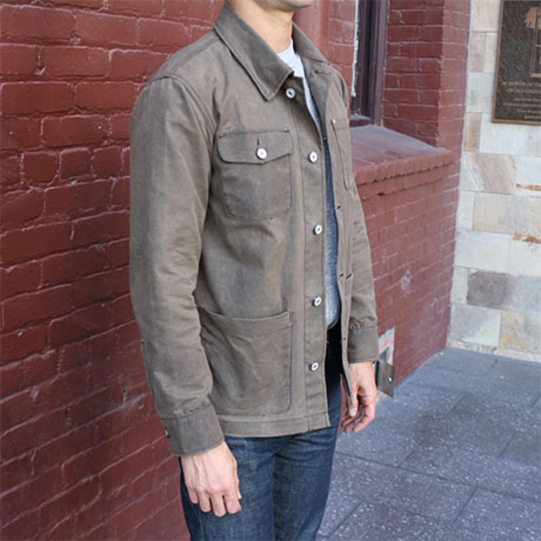 gustin chore coat - waxed dark oak