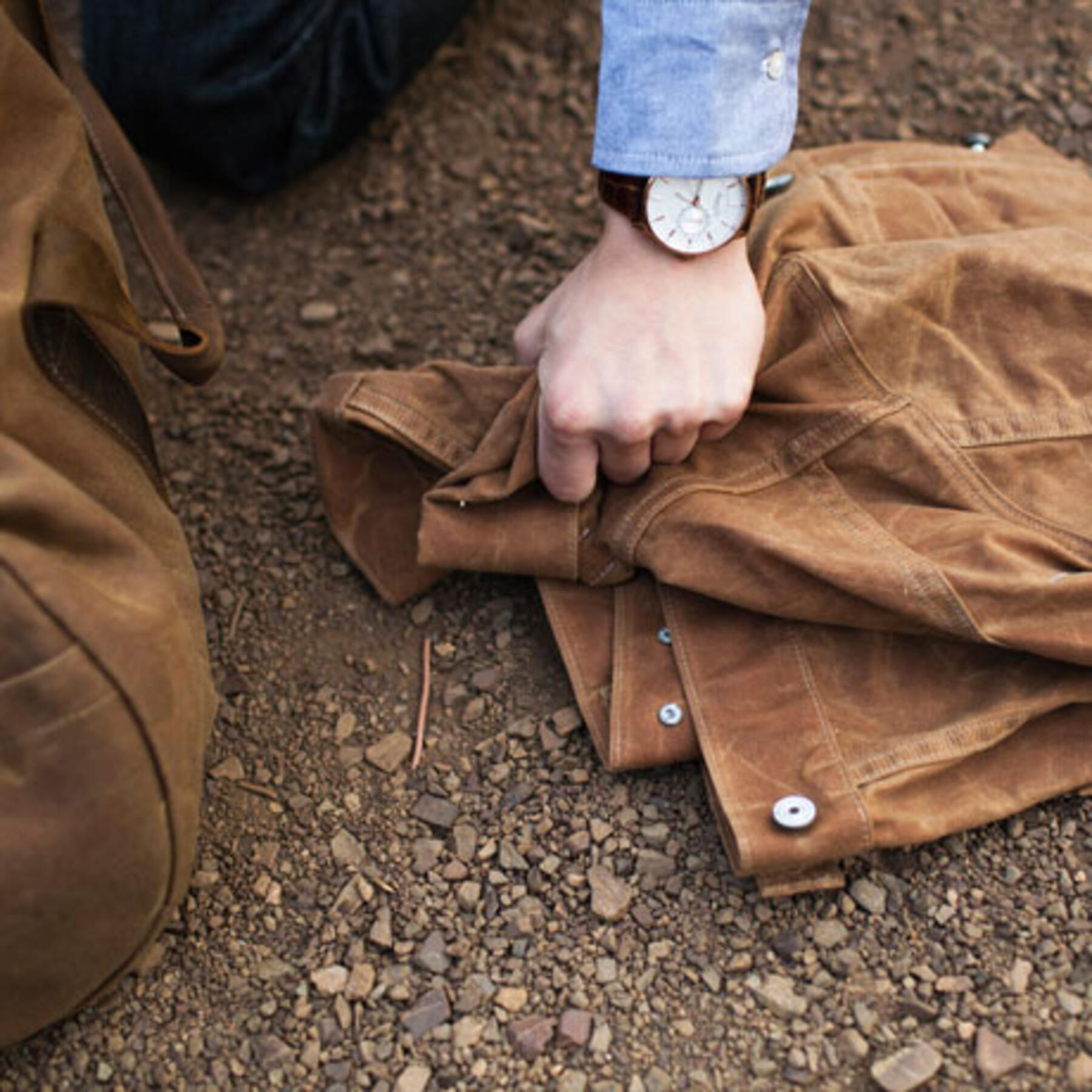 gustin trucker jacket - flannel-lined waxed brown