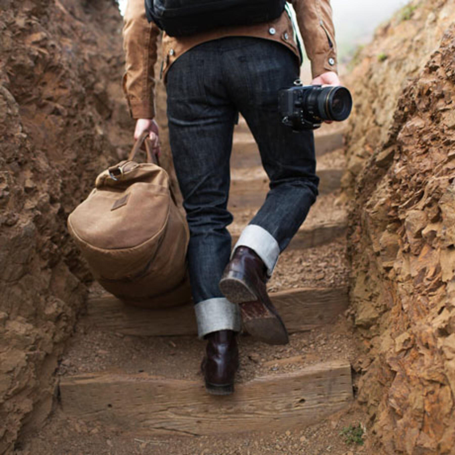 gustin trucker jacket - flannel-lined waxed brown