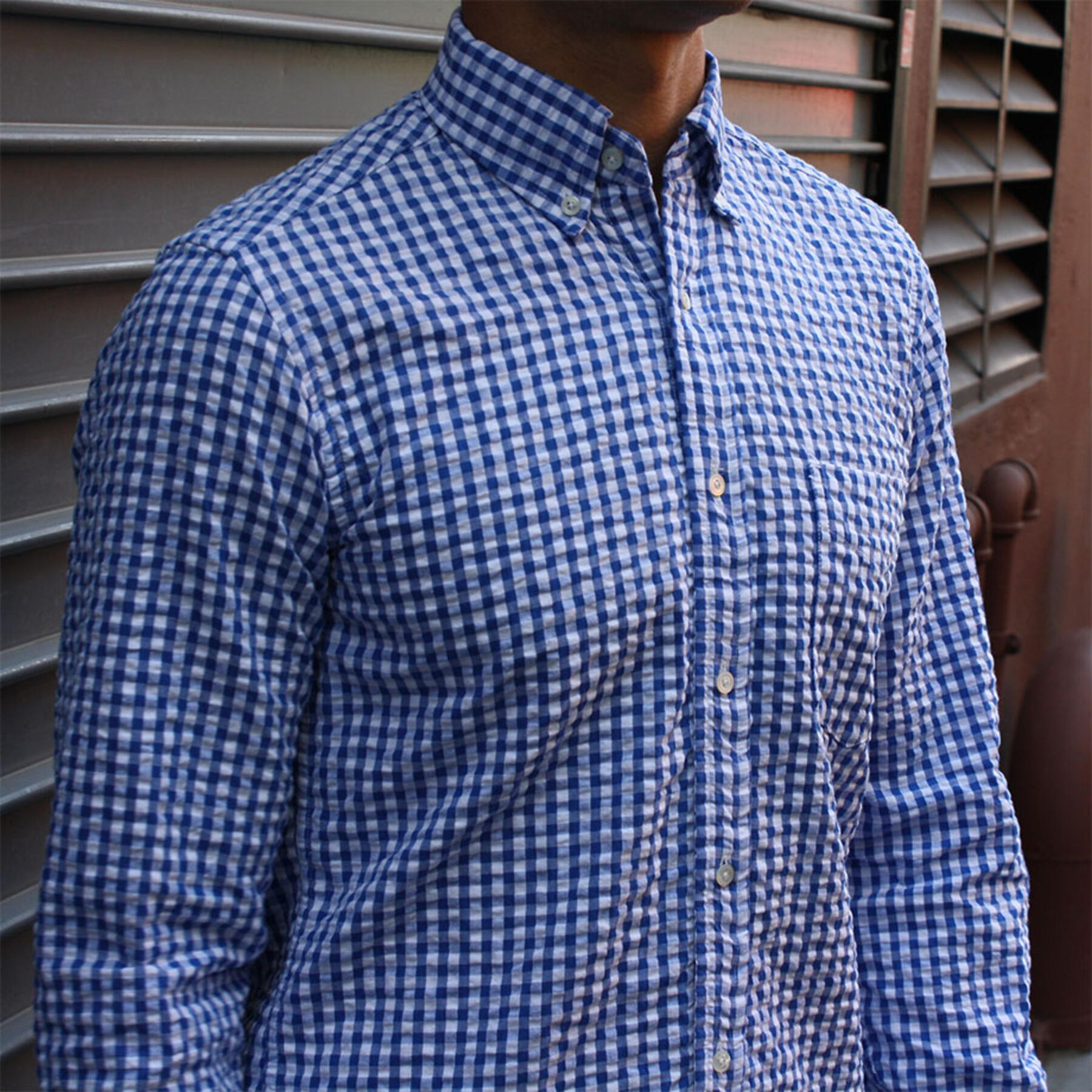 gustin #45 royal seersucker gingham