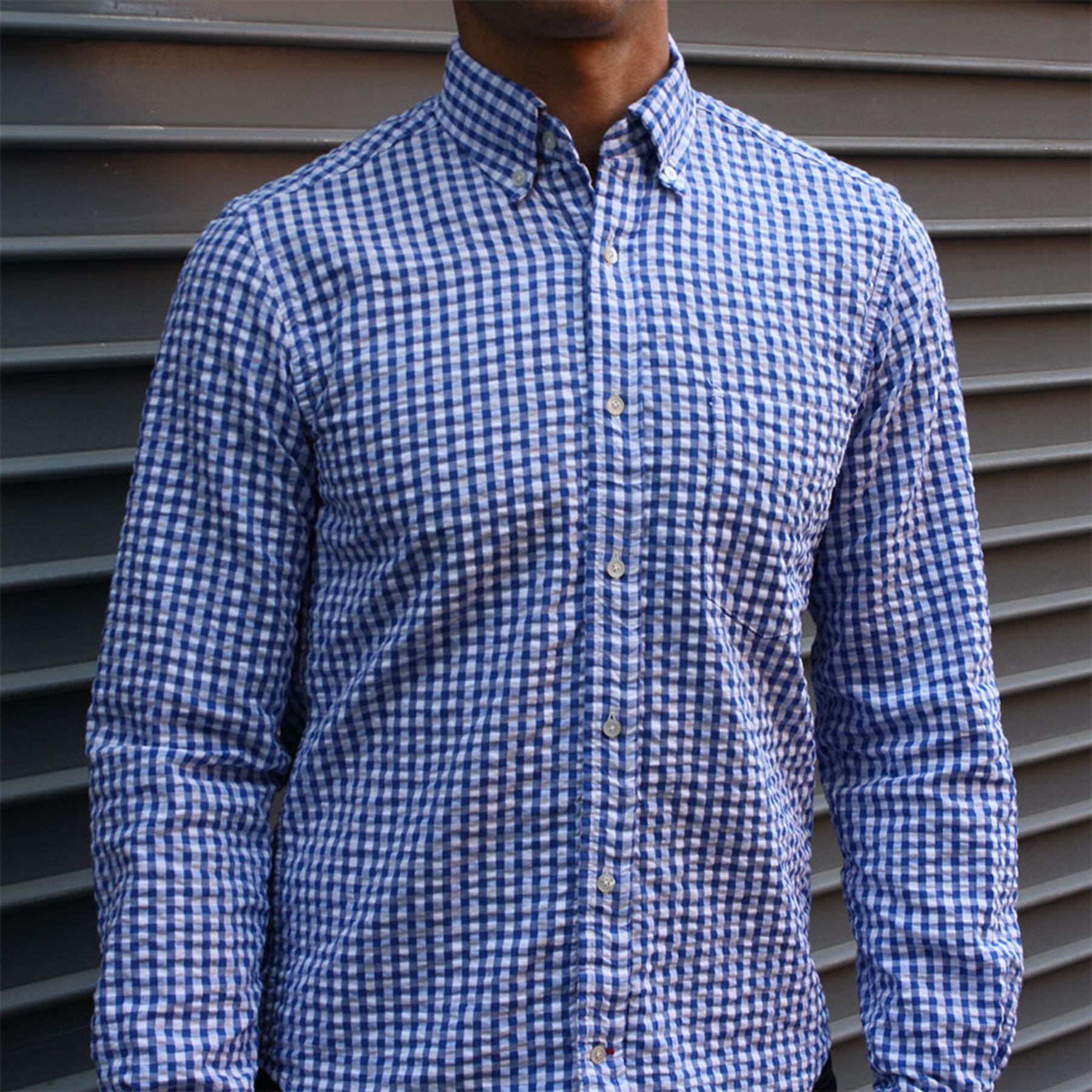 gustin #45 royal seersucker gingham