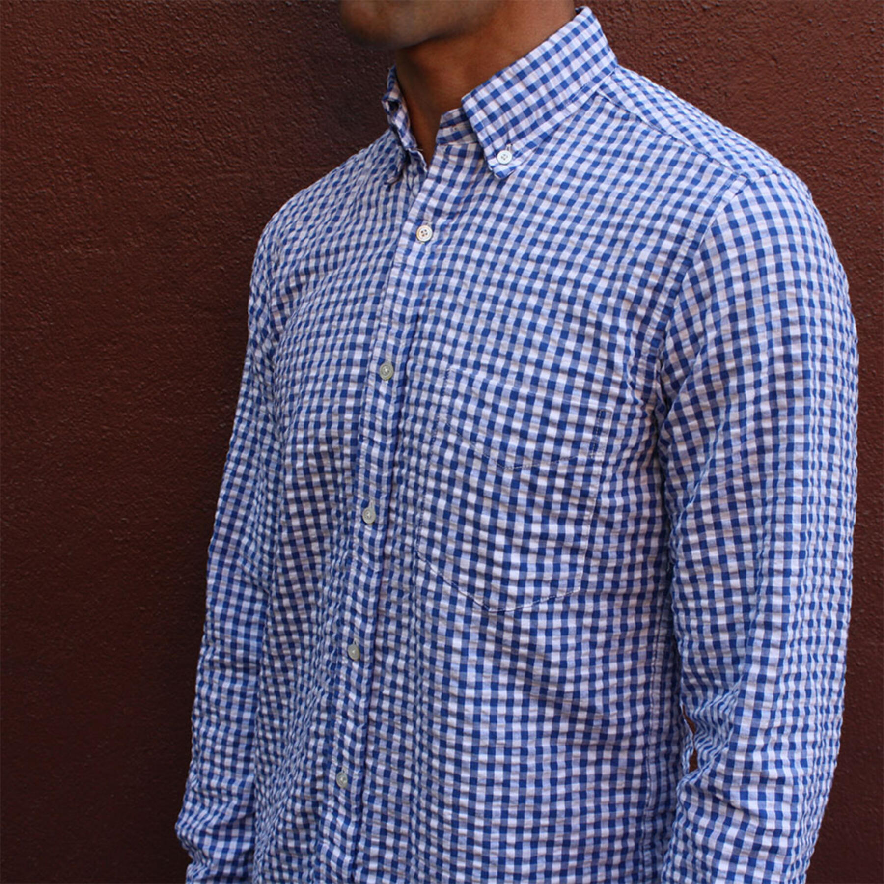 gustin #45 royal seersucker gingham