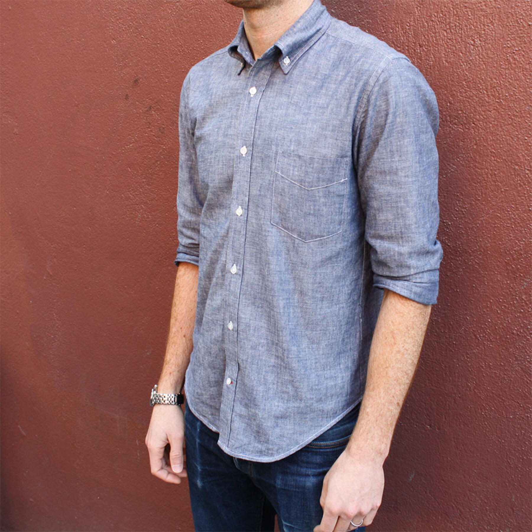 gustin #2 organic indigo selvedge chambray