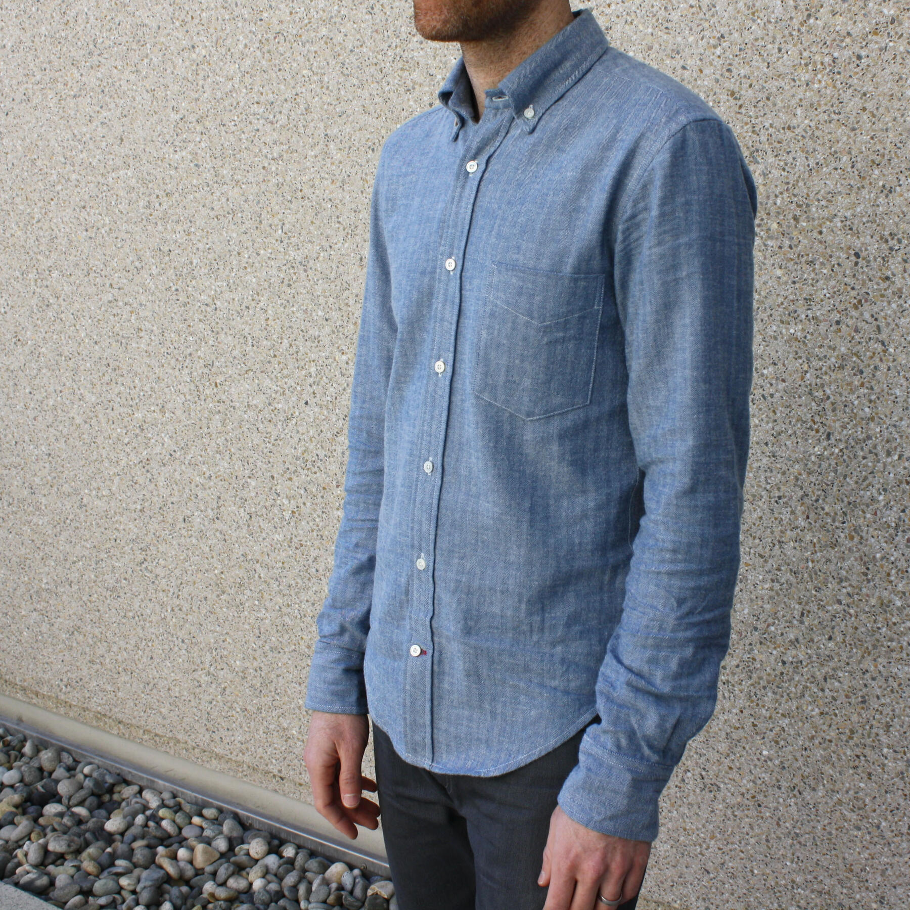 gustin indigoxwhite herringbone