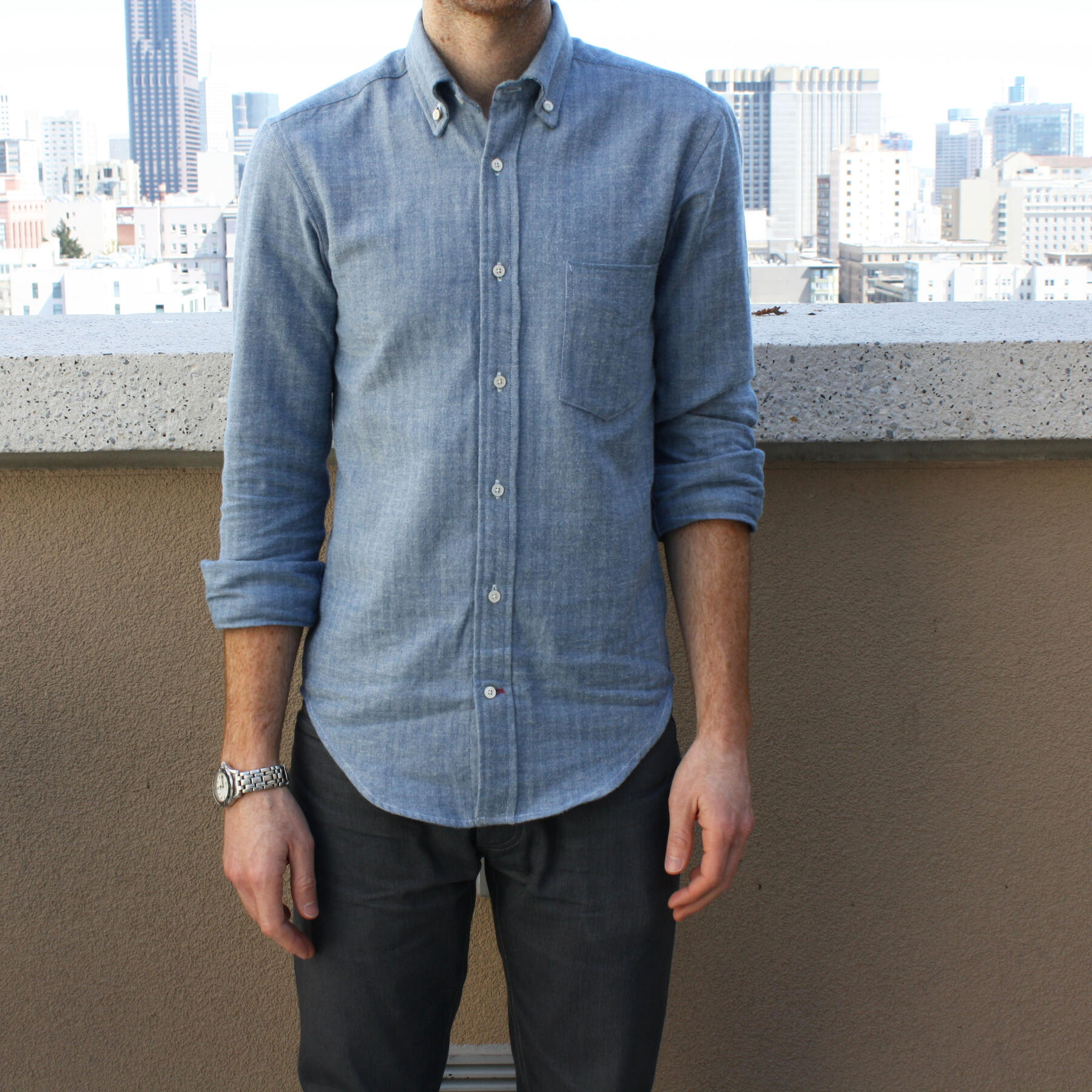 gustin indigoxwhite herringbone