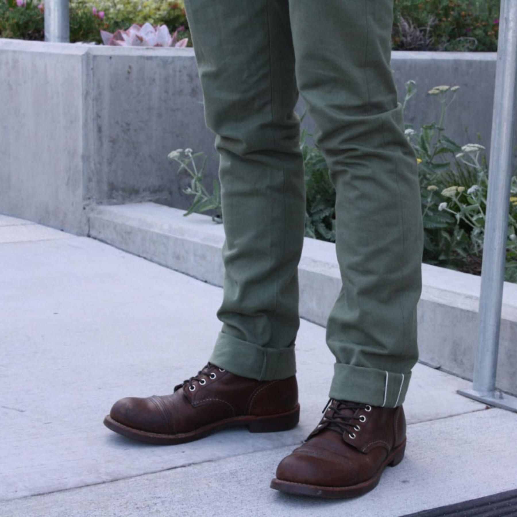 gustin #15 olive selvedge chinos