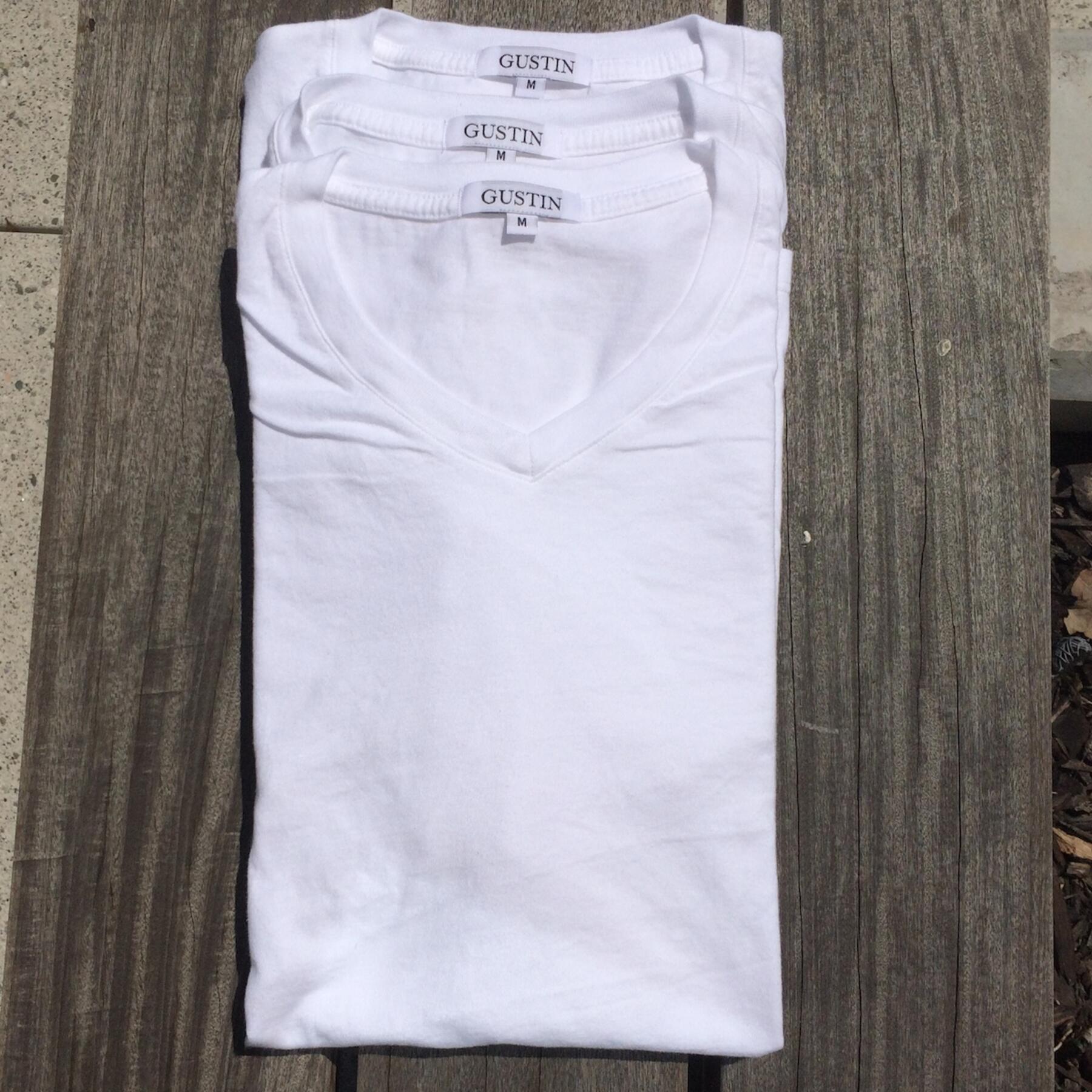 gustin usa v-neck white 3pk