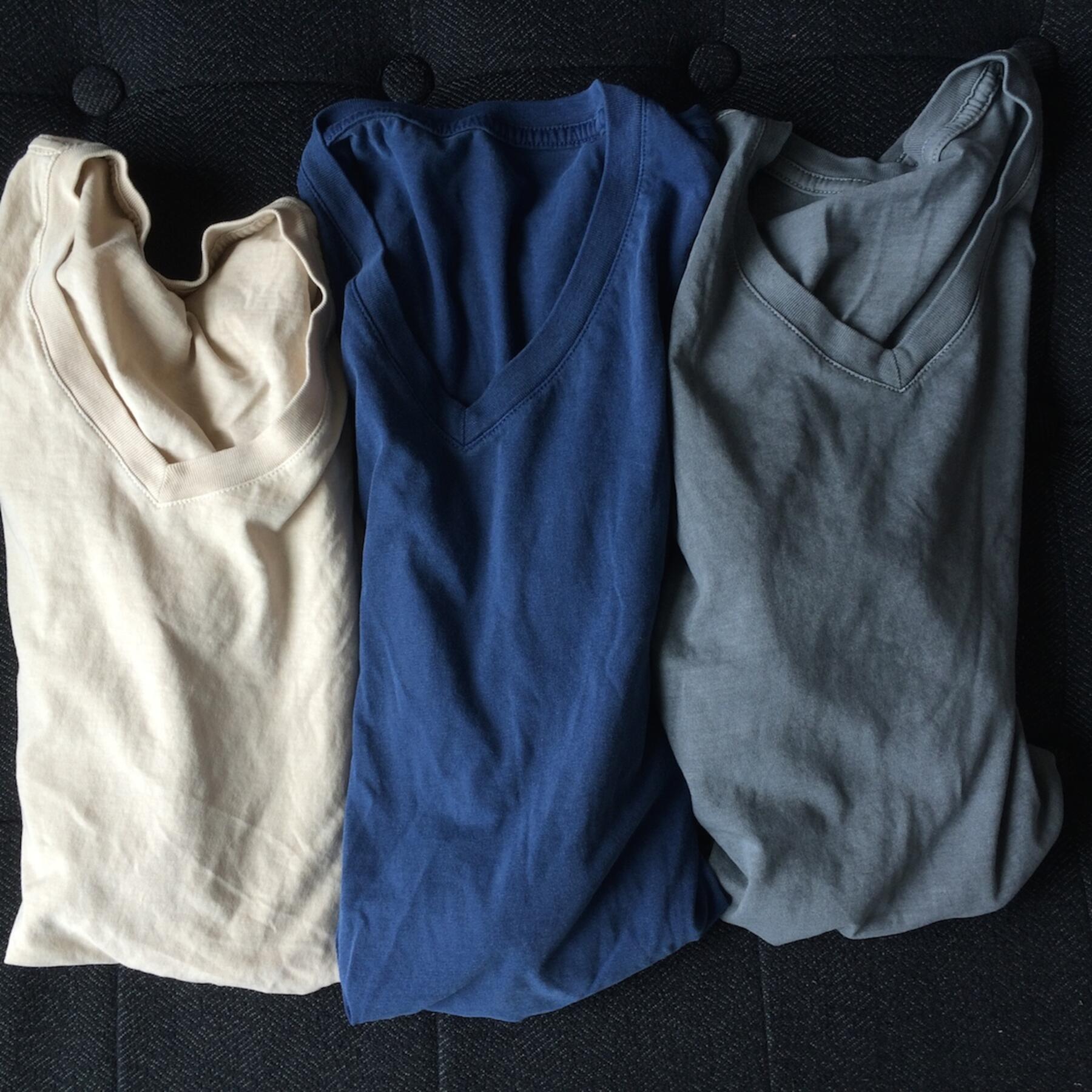 gustin pigment dyed v-neck 3pk (ivory, aquamarine, faded grey)