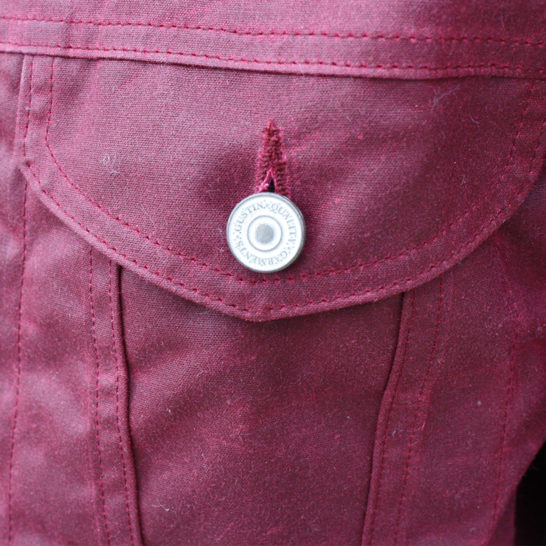 gustin trucker jacket - flannel-lined waxed oxblood