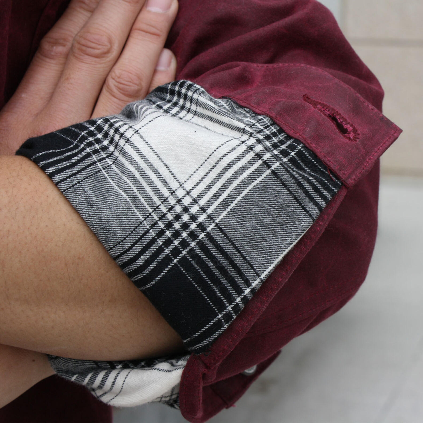 gustin trucker jacket - flannel-lined waxed oxblood