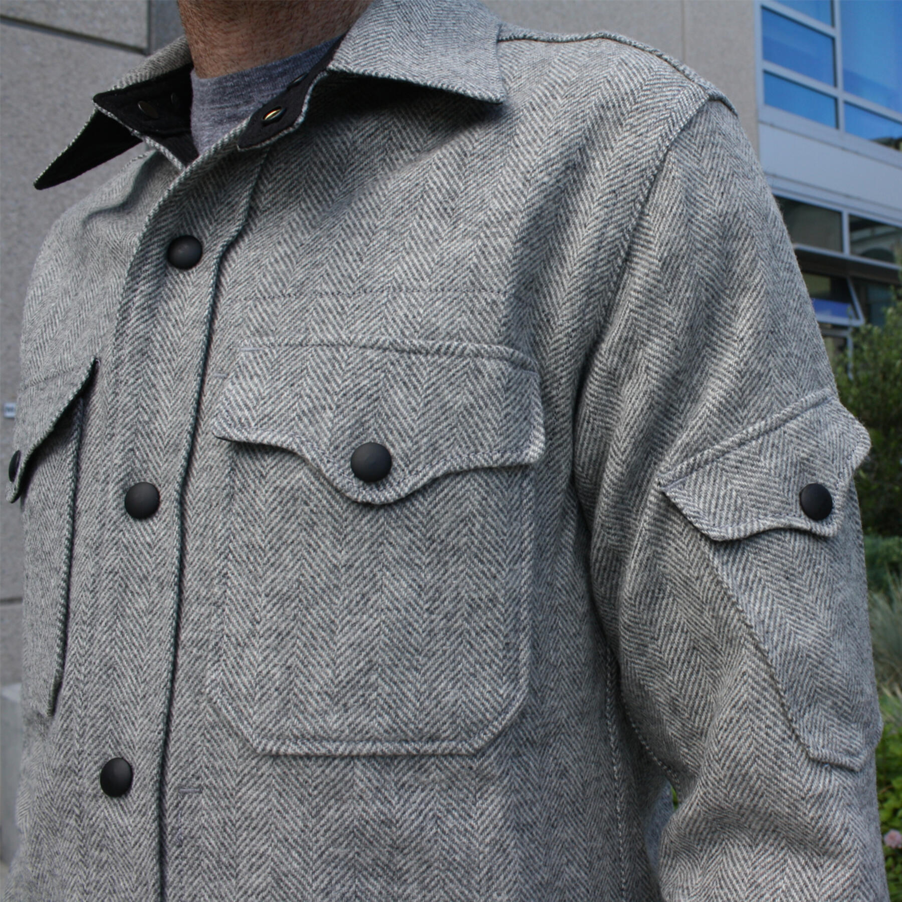 gustin woolrich grey herringbone