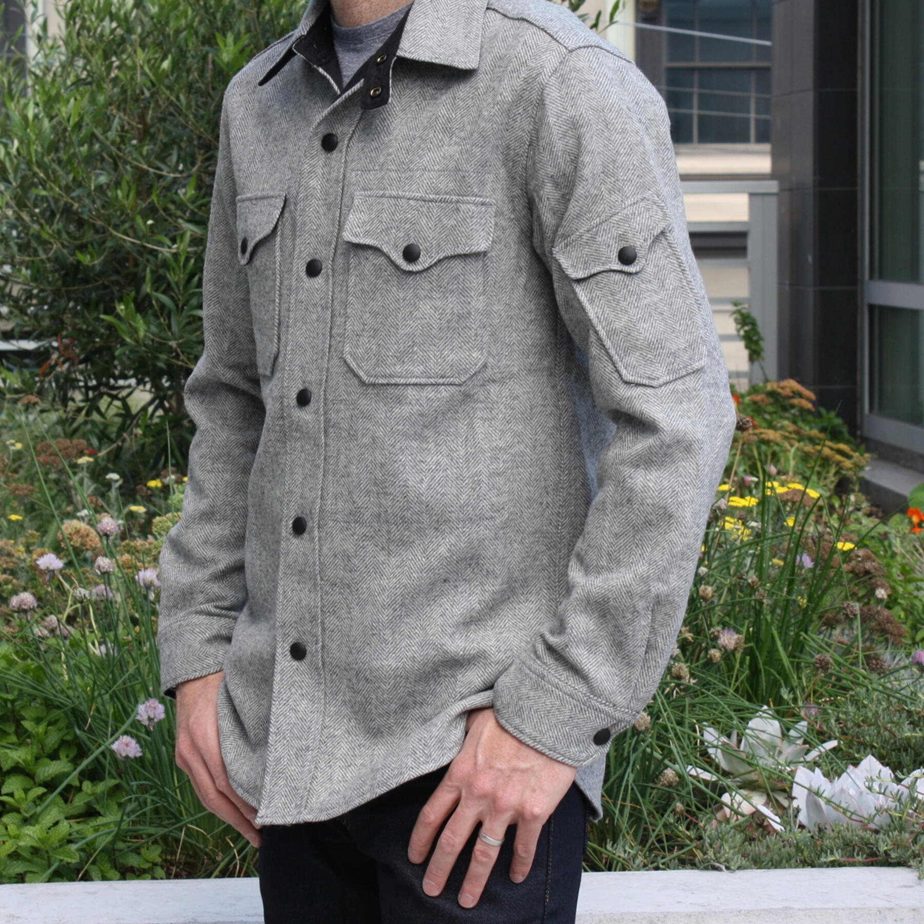 gustin woolrich grey herringbone