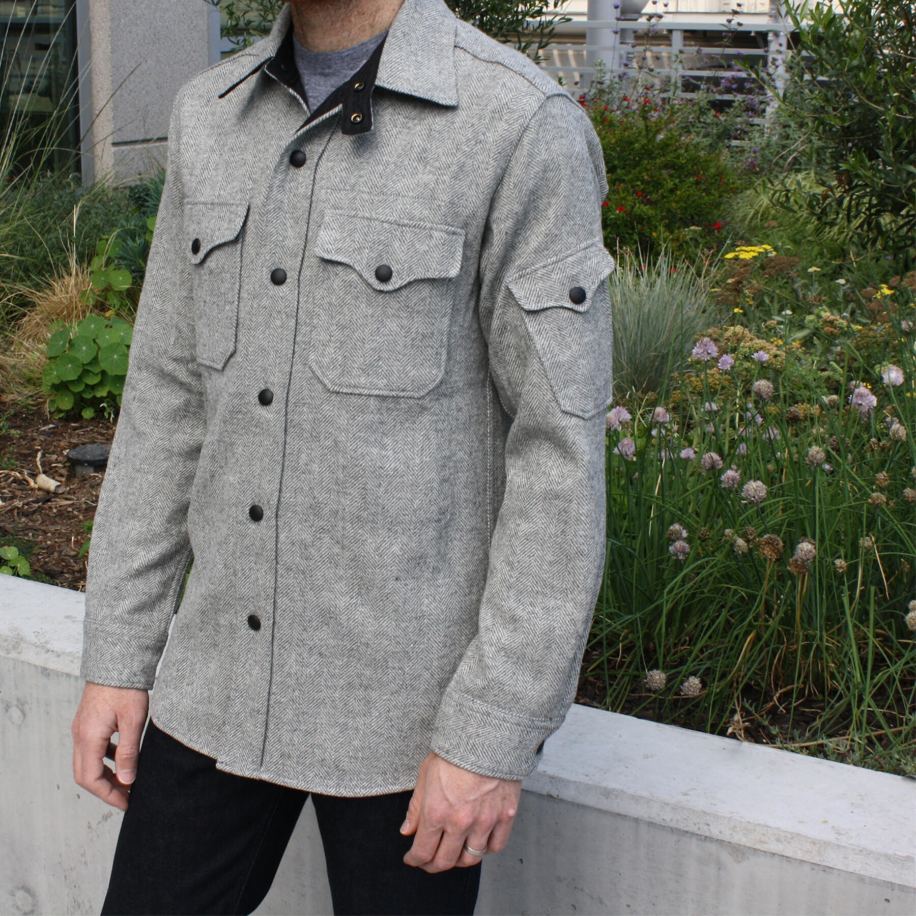 gustin woolrich grey herringbone