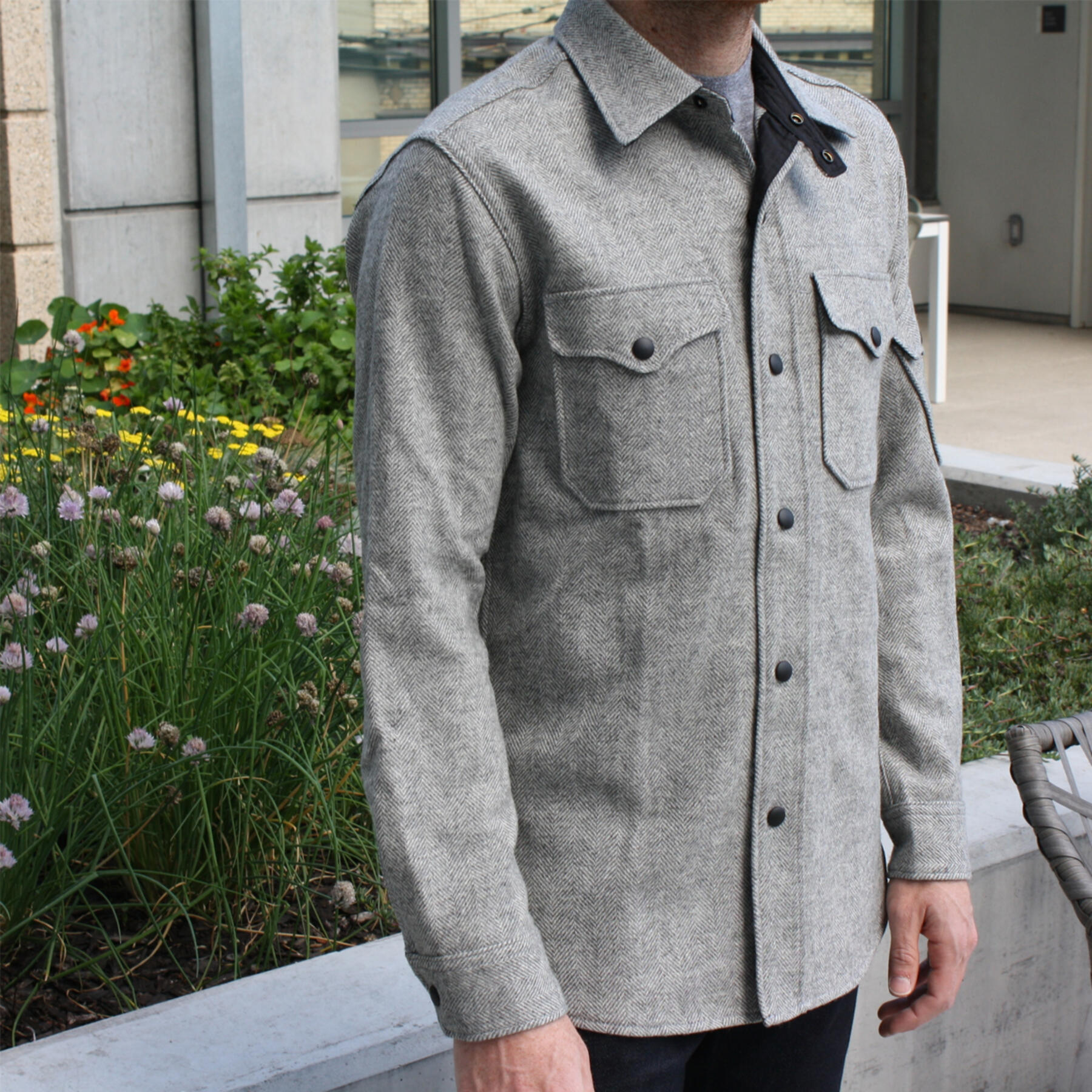 gustin woolrich grey herringbone