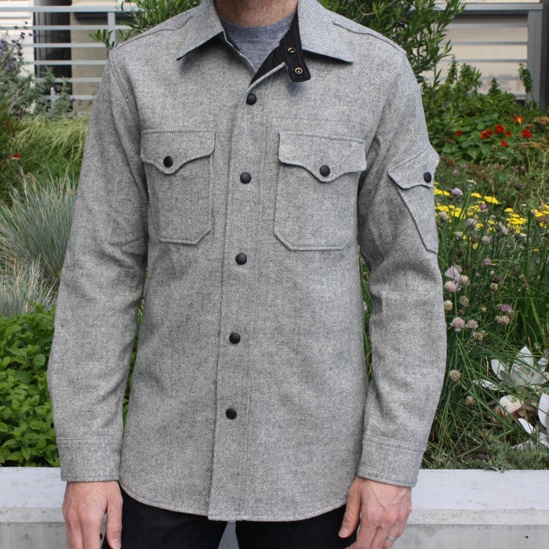 gustin woolrich grey herringbone