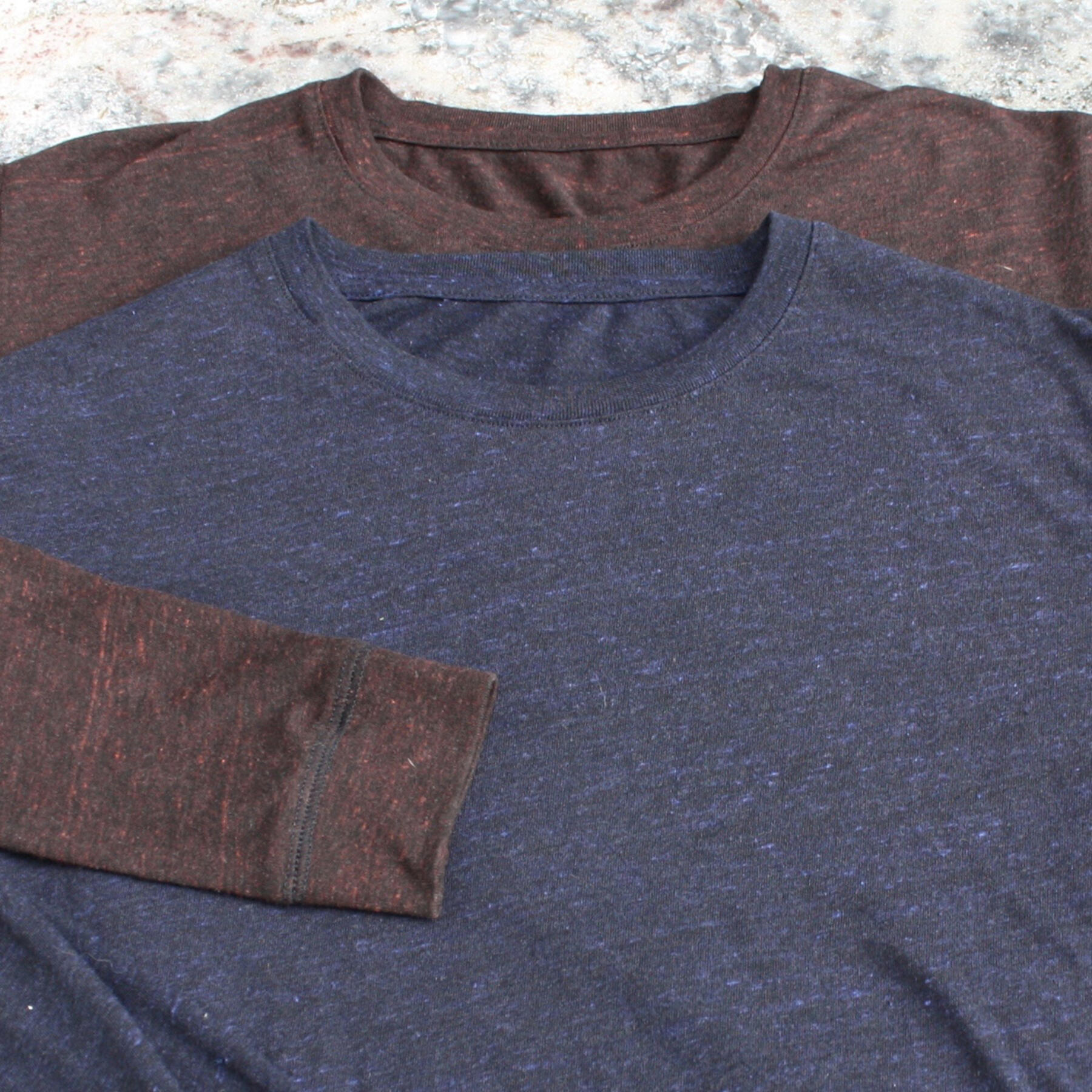 gustin long sleeve t-shirt 2 pack (heather rust, heather bluexblack)