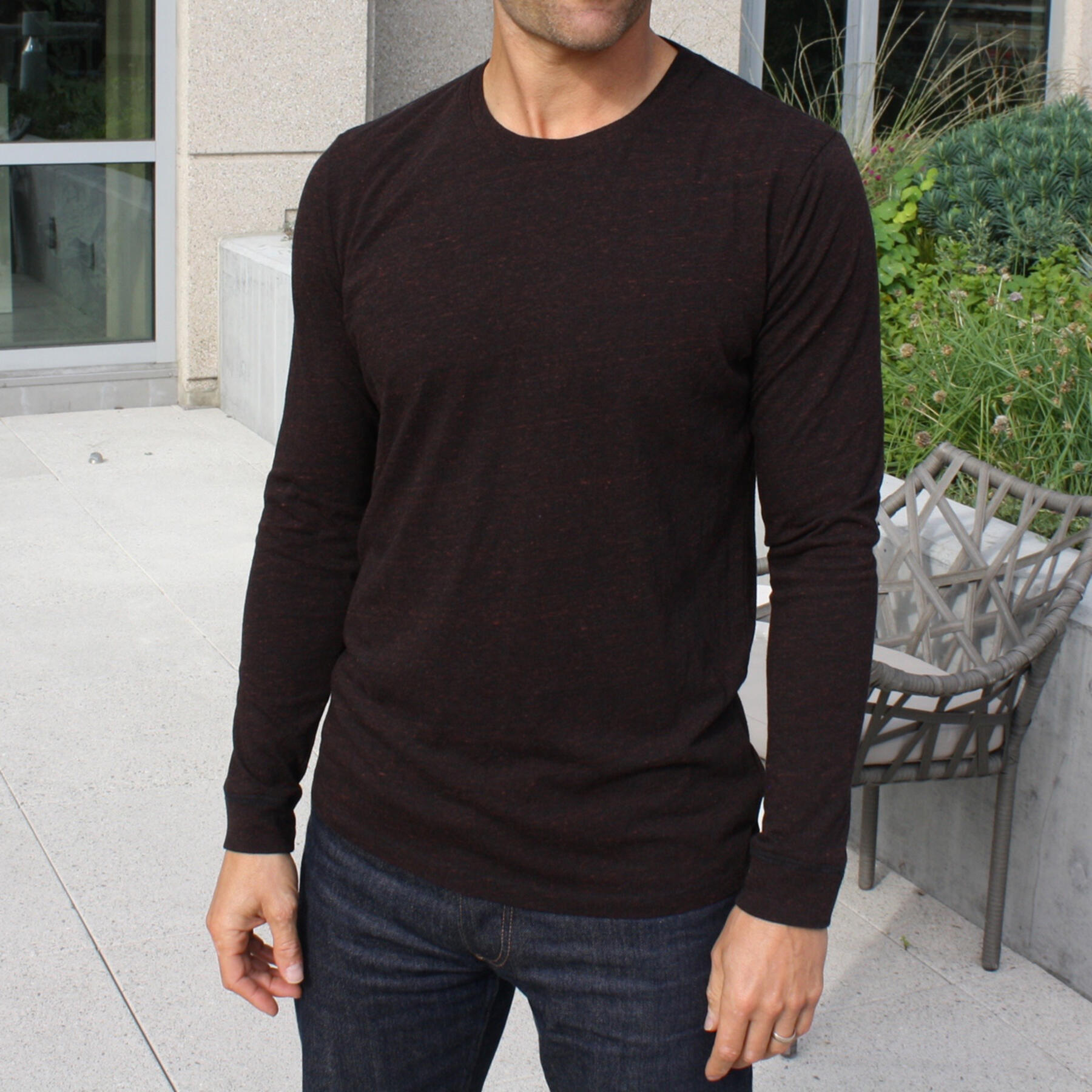 gustin long sleeve t-shirt 2 pack (heather rust, heather bluexblack)