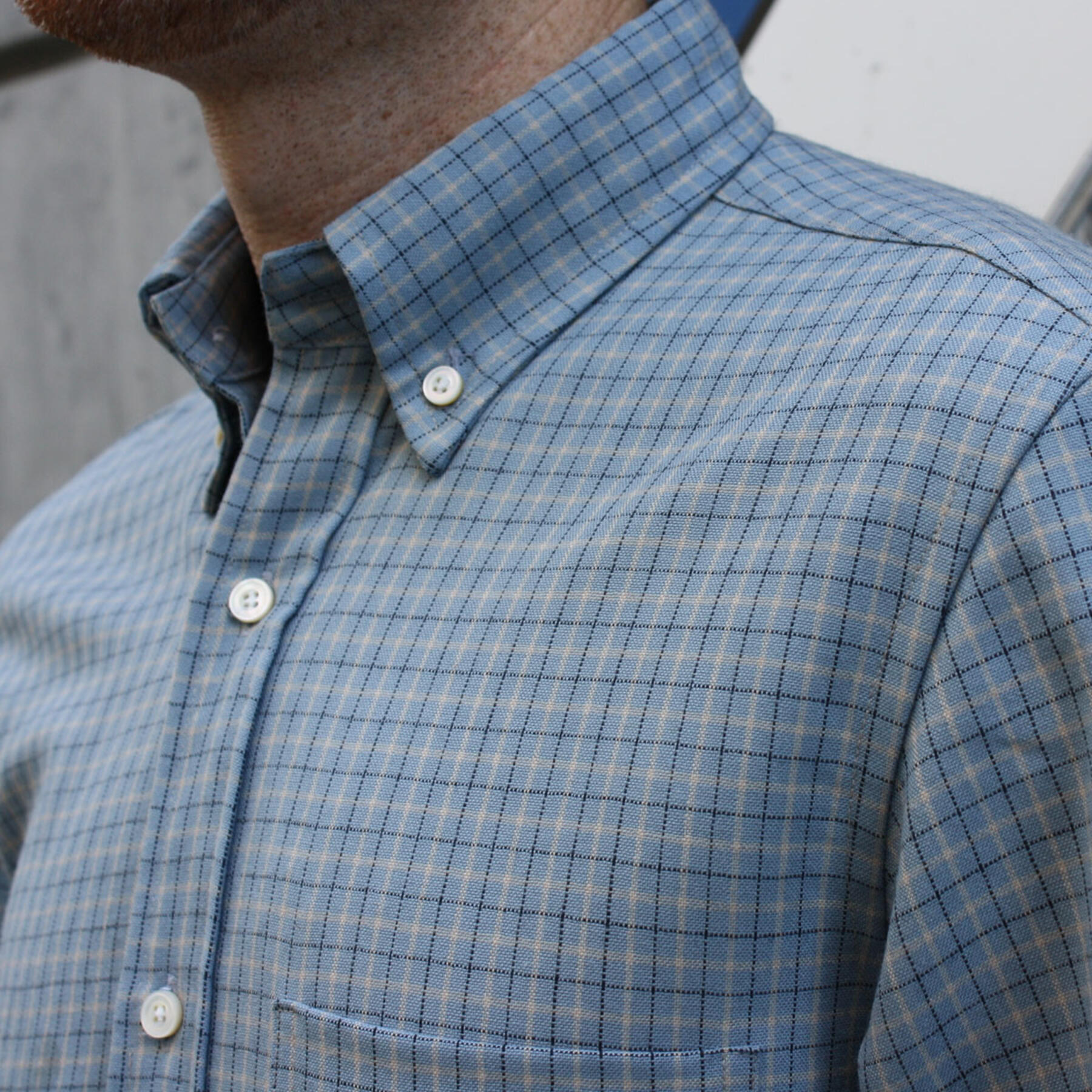 gustin powder blue merino wool tattersall