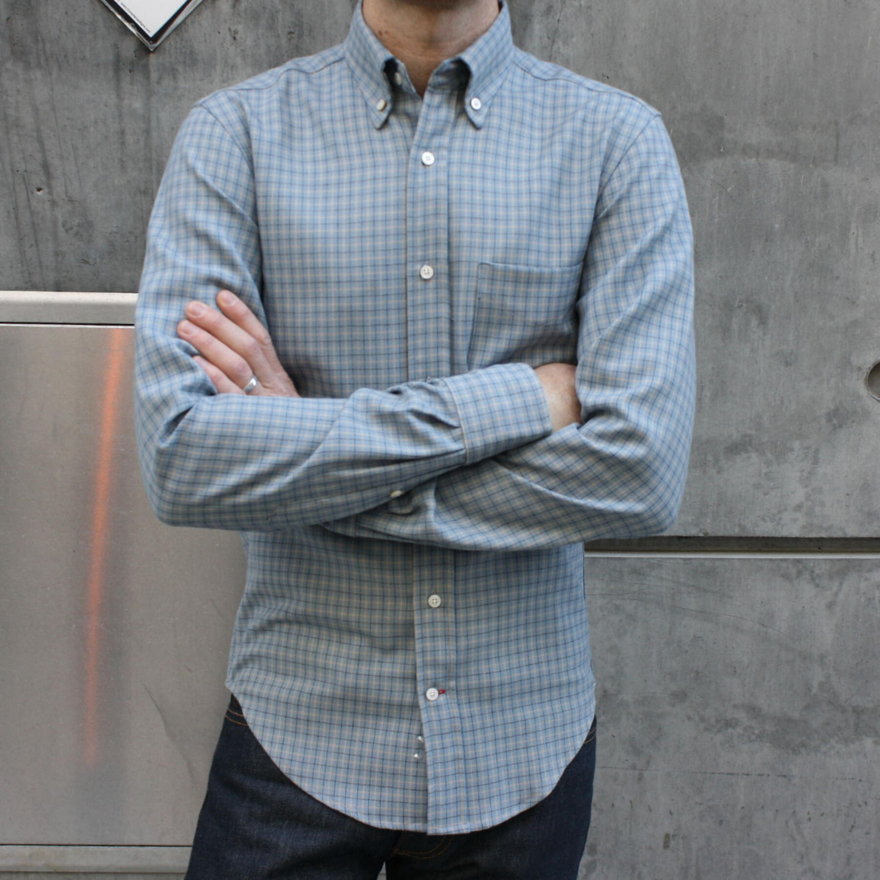 gustin powder blue merino wool tattersall