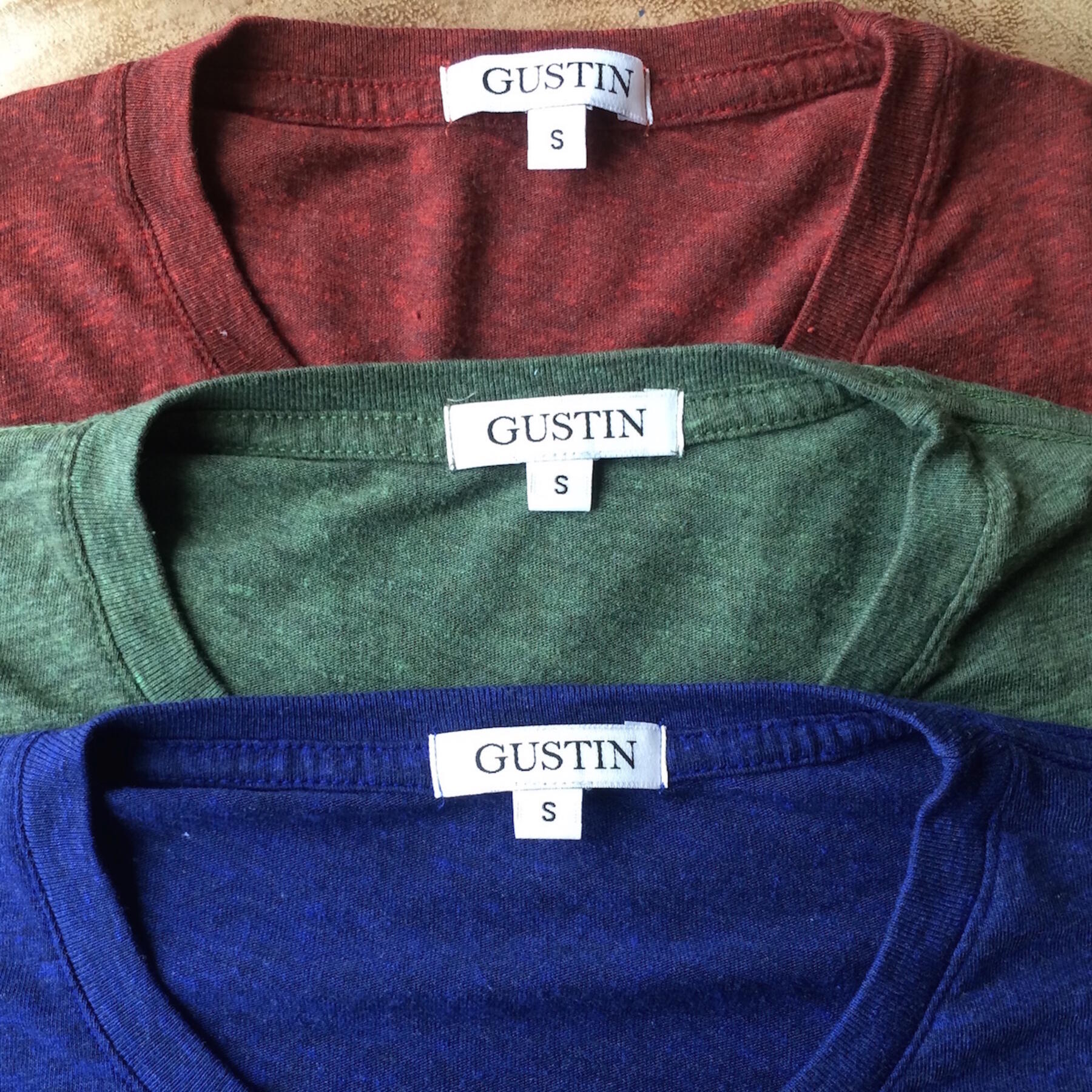 gustin usa heather t-shirt 3pk (sage, oxblood, cobalt)