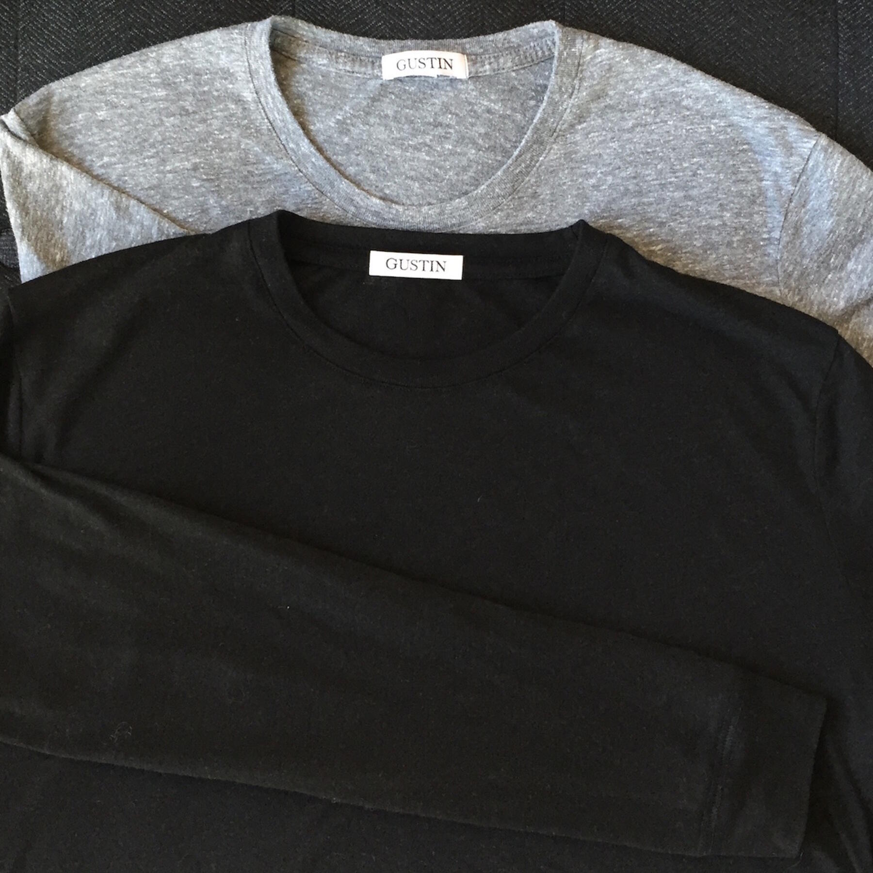 gustin usa long sleeve t-shirt 2pk (heather black, heather grey)