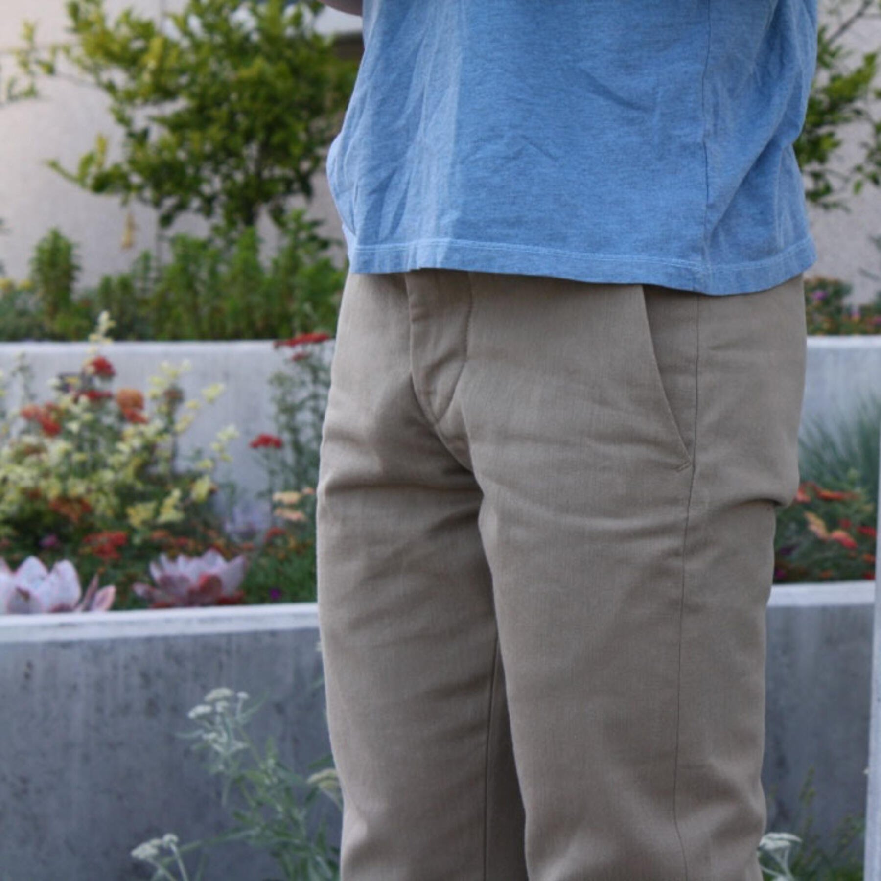gustin #66 navy selvedge herringbone chino
