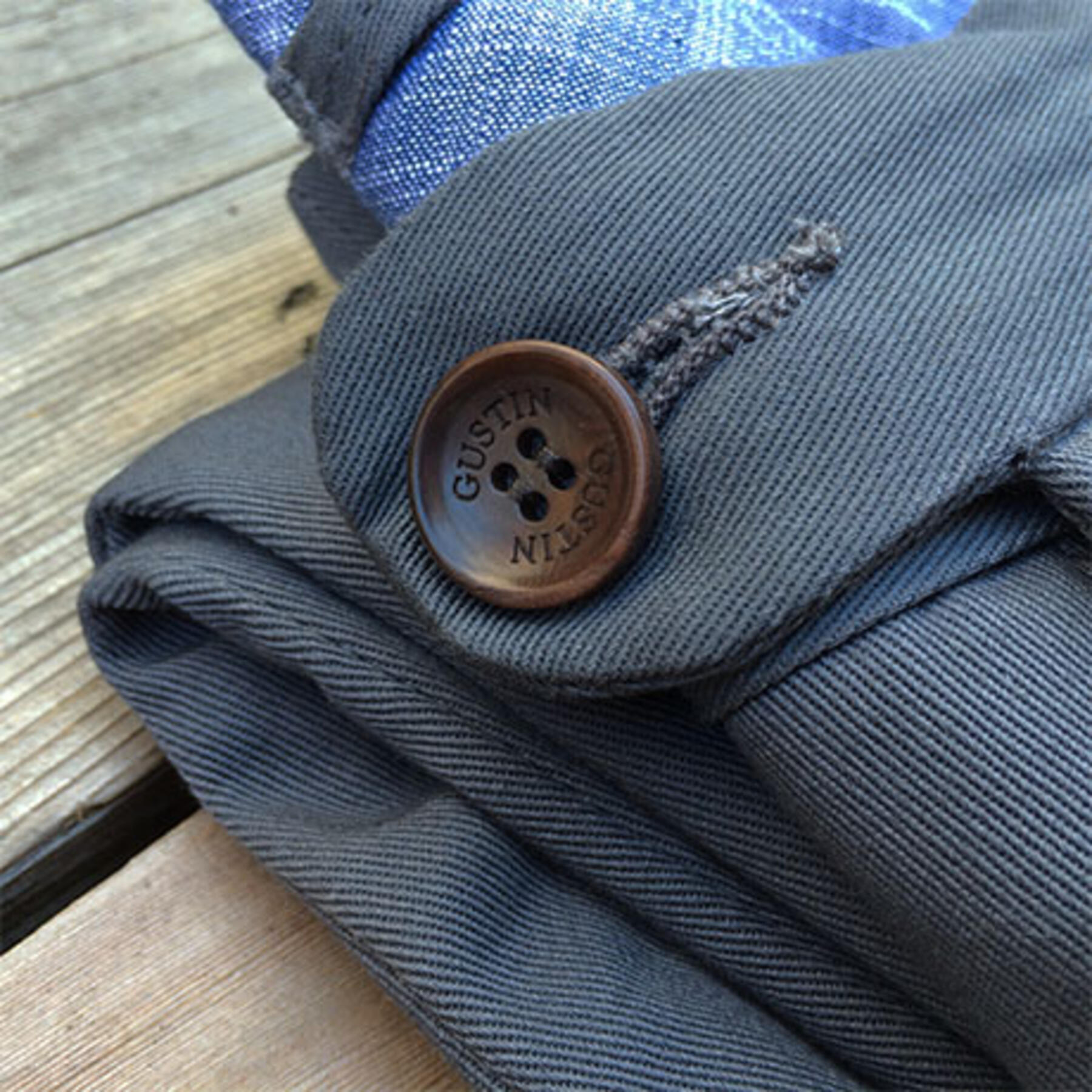 gustin #66 navy selvedge herringbone chino