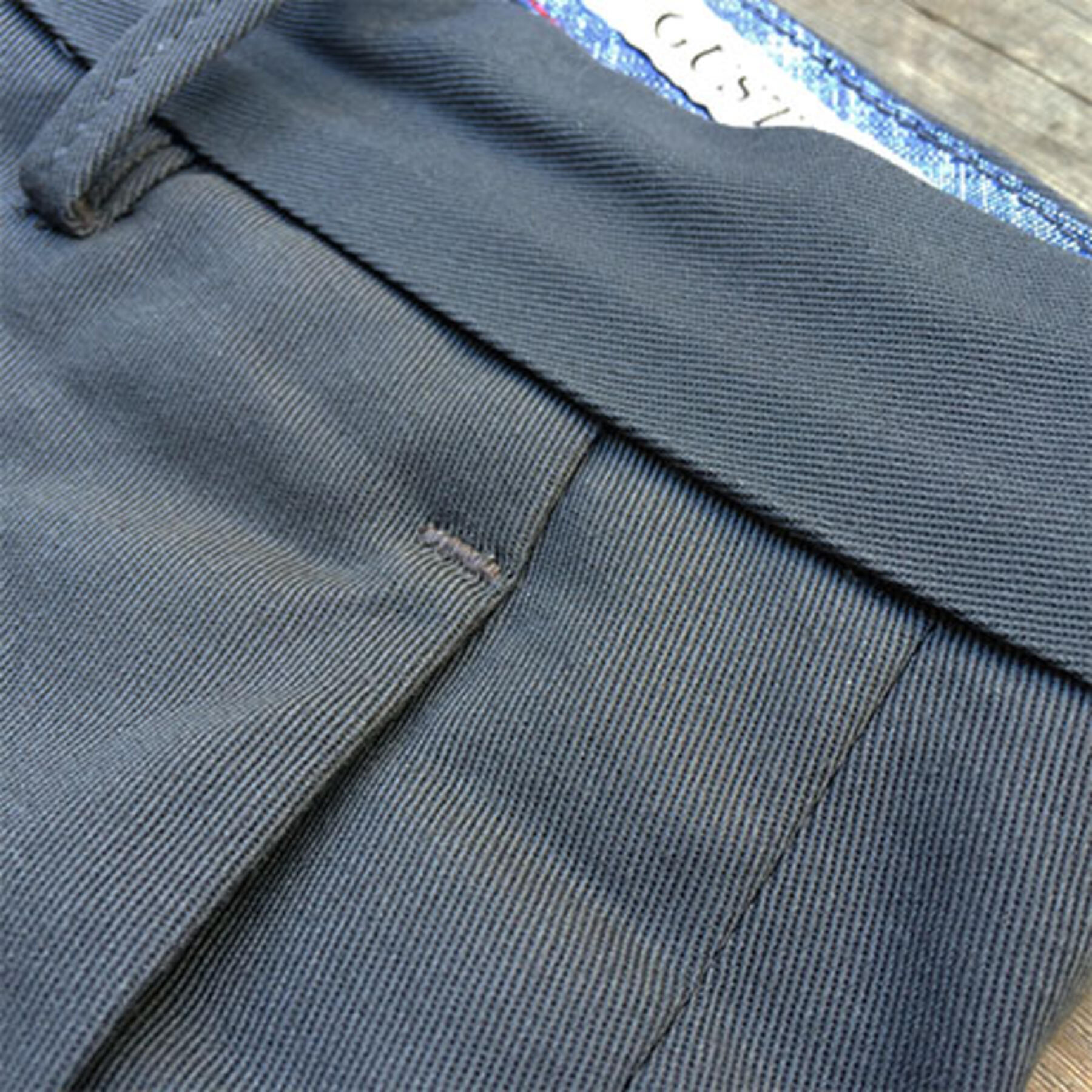 gustin #66 navy selvedge herringbone chino