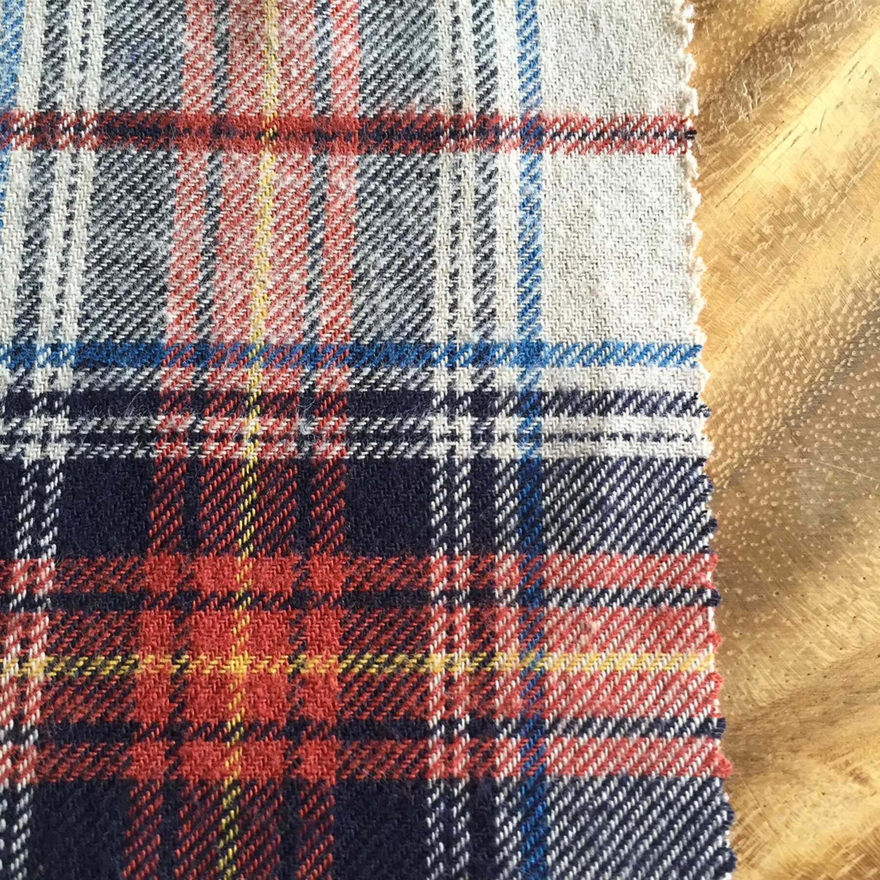 gustin vintage ecru rust plaid