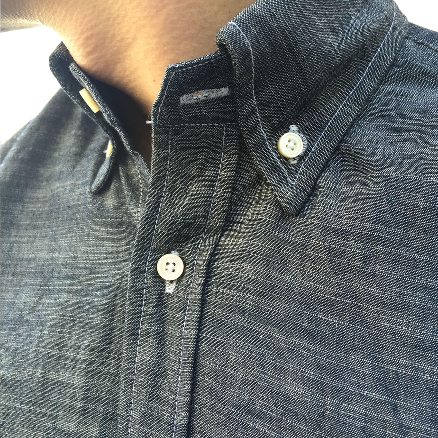 gustin slate blue crosshatch chambray