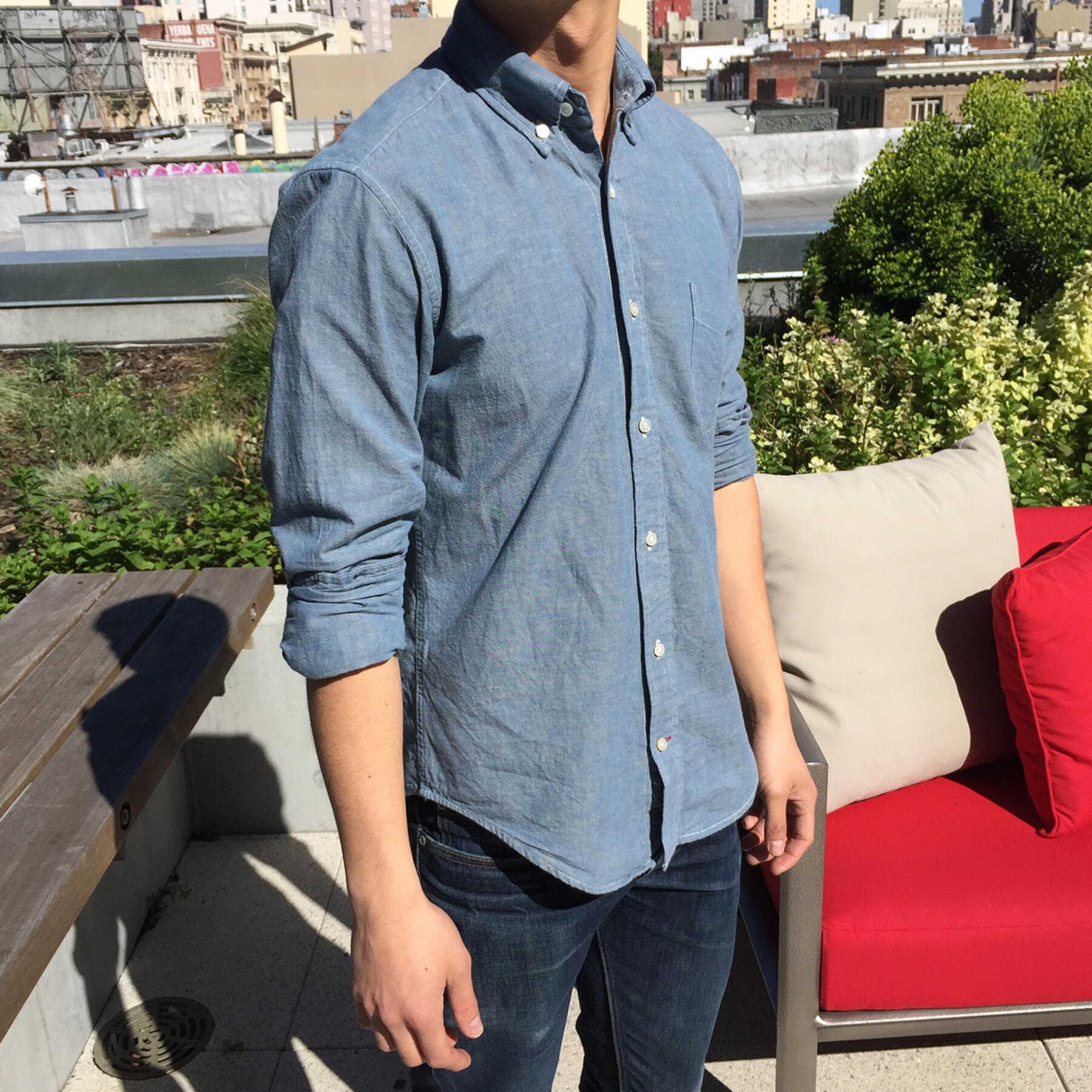 gustin vintage light indigo chambray