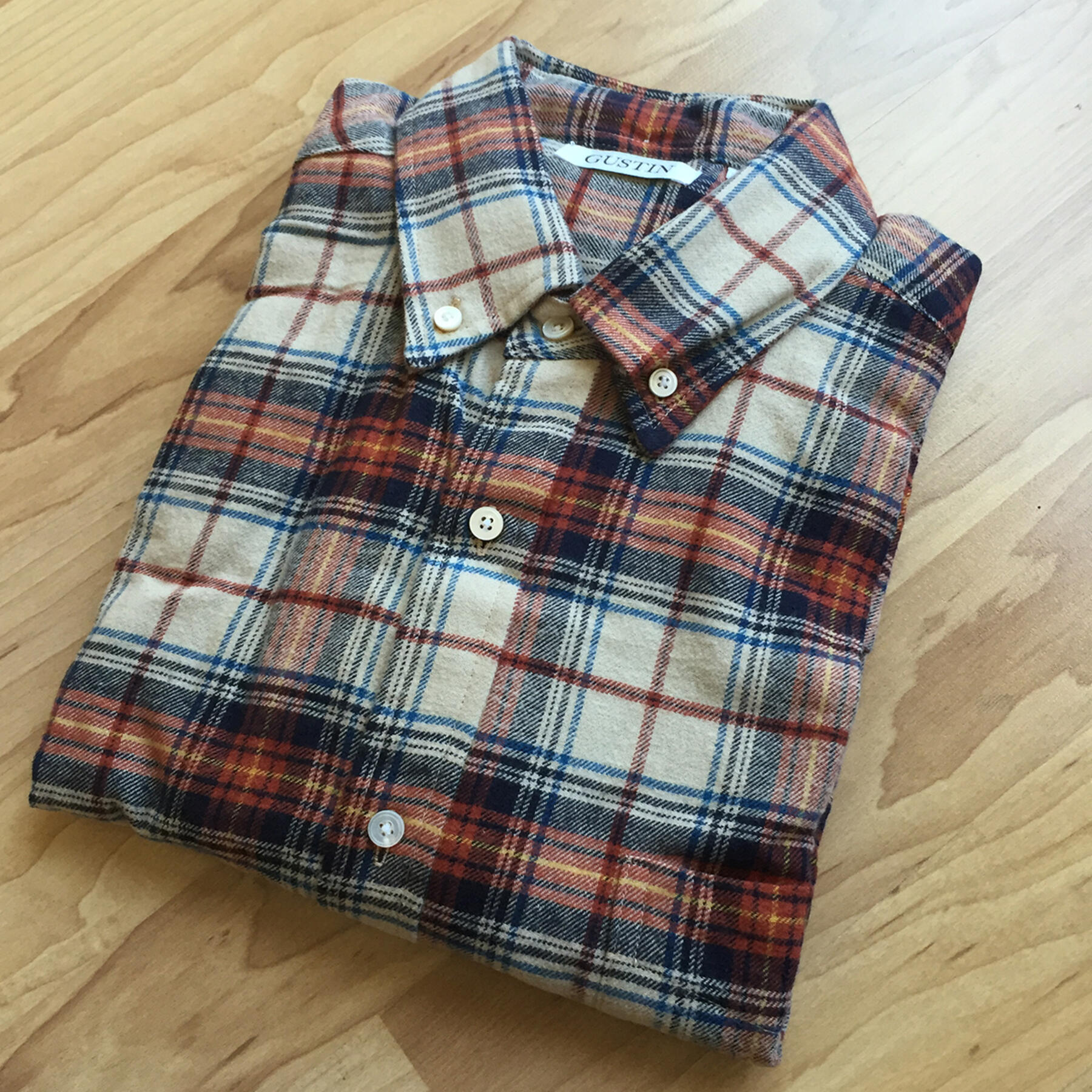 gustin vintage ecru rust plaid